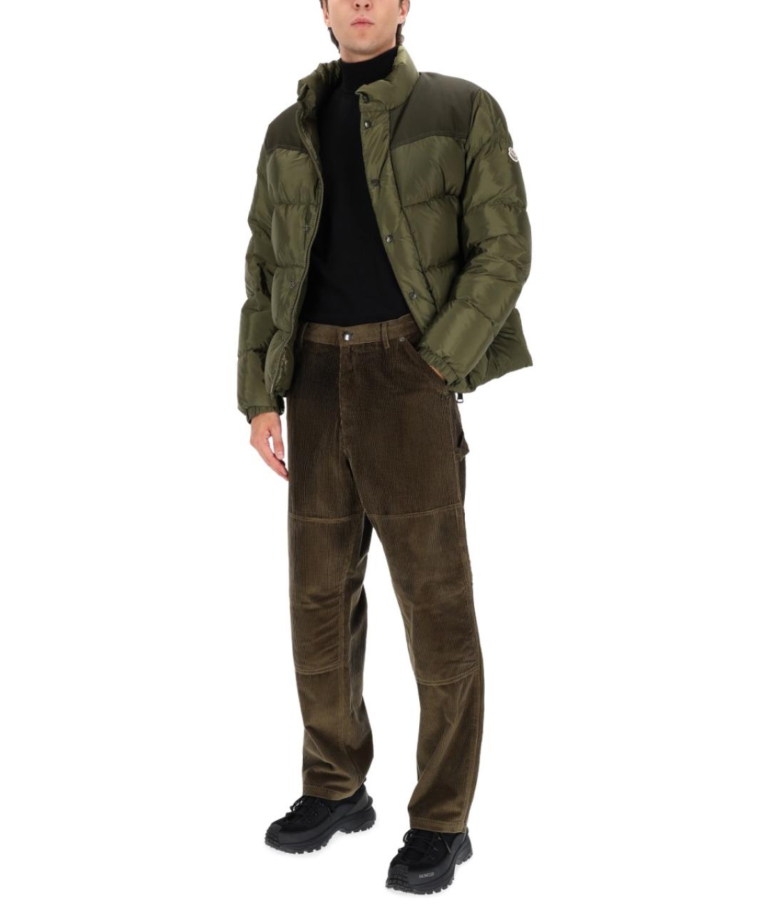 MONCLER Зеленые хлопковые повседневные брюки, фото 2