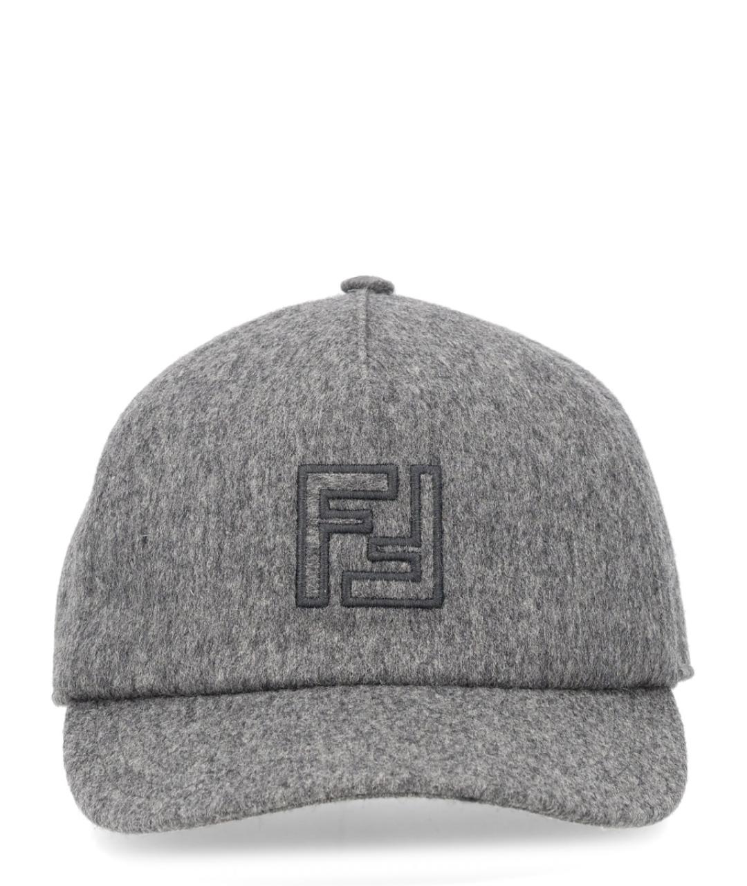 FENDI Серая шерстяная кепка/бейсболка, фото 1