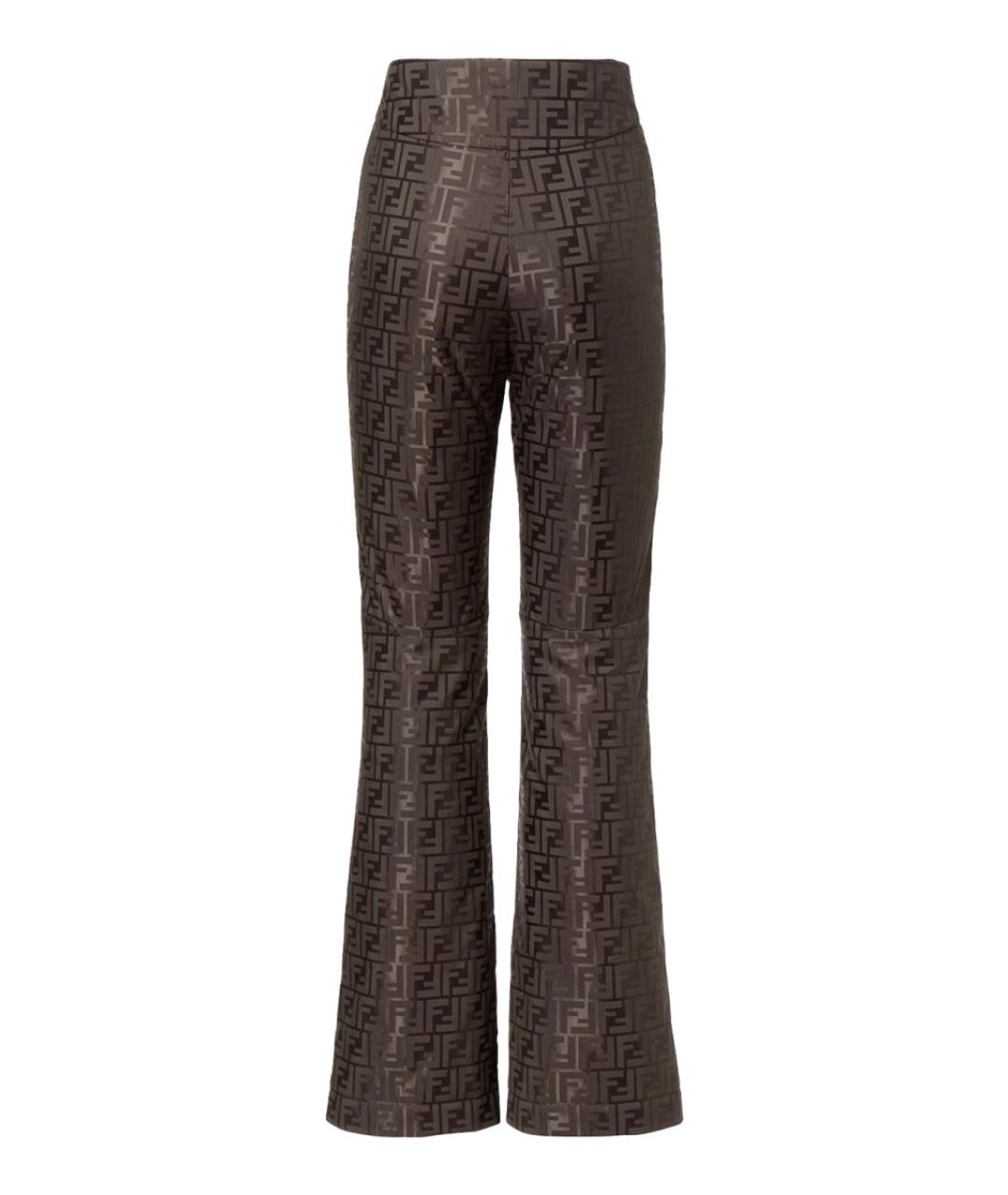 FENDI Коричневые хлопковые прямые брюки, фото 3