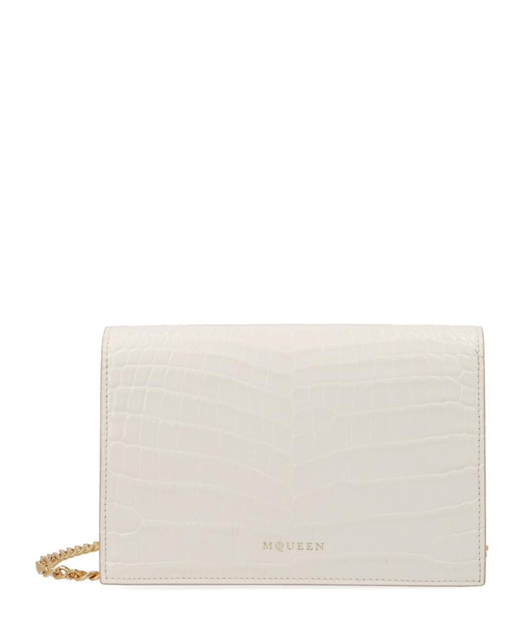 ALEXANDER MCQUEEN Белая кожаная сумка через плечо, фото 3