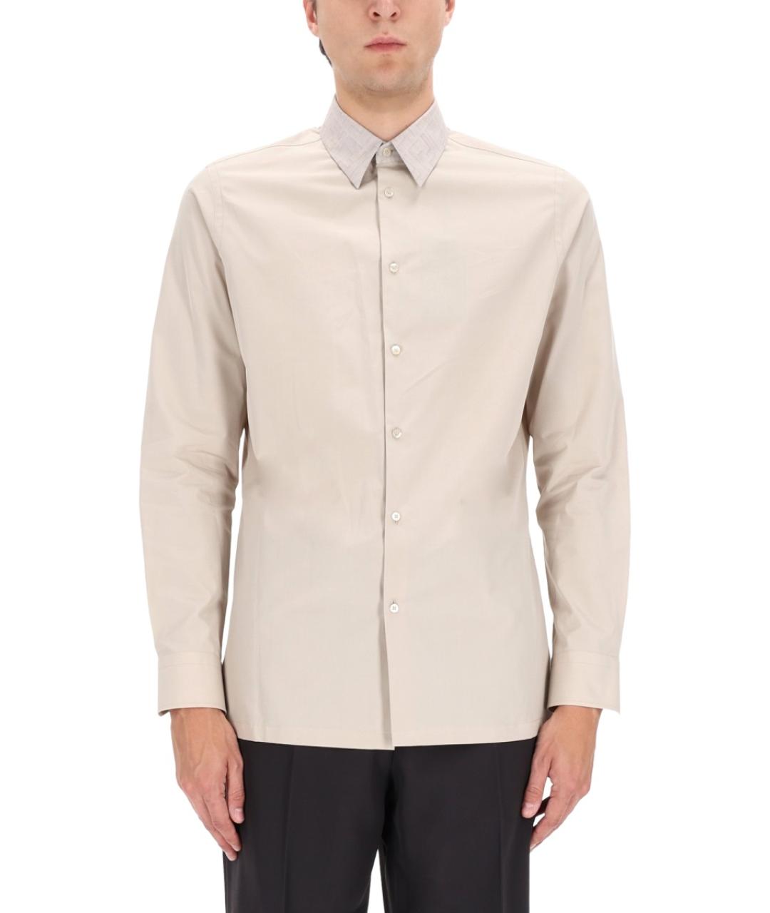 FENDI Бежевая хлопковая кэжуал рубашка, фото 1