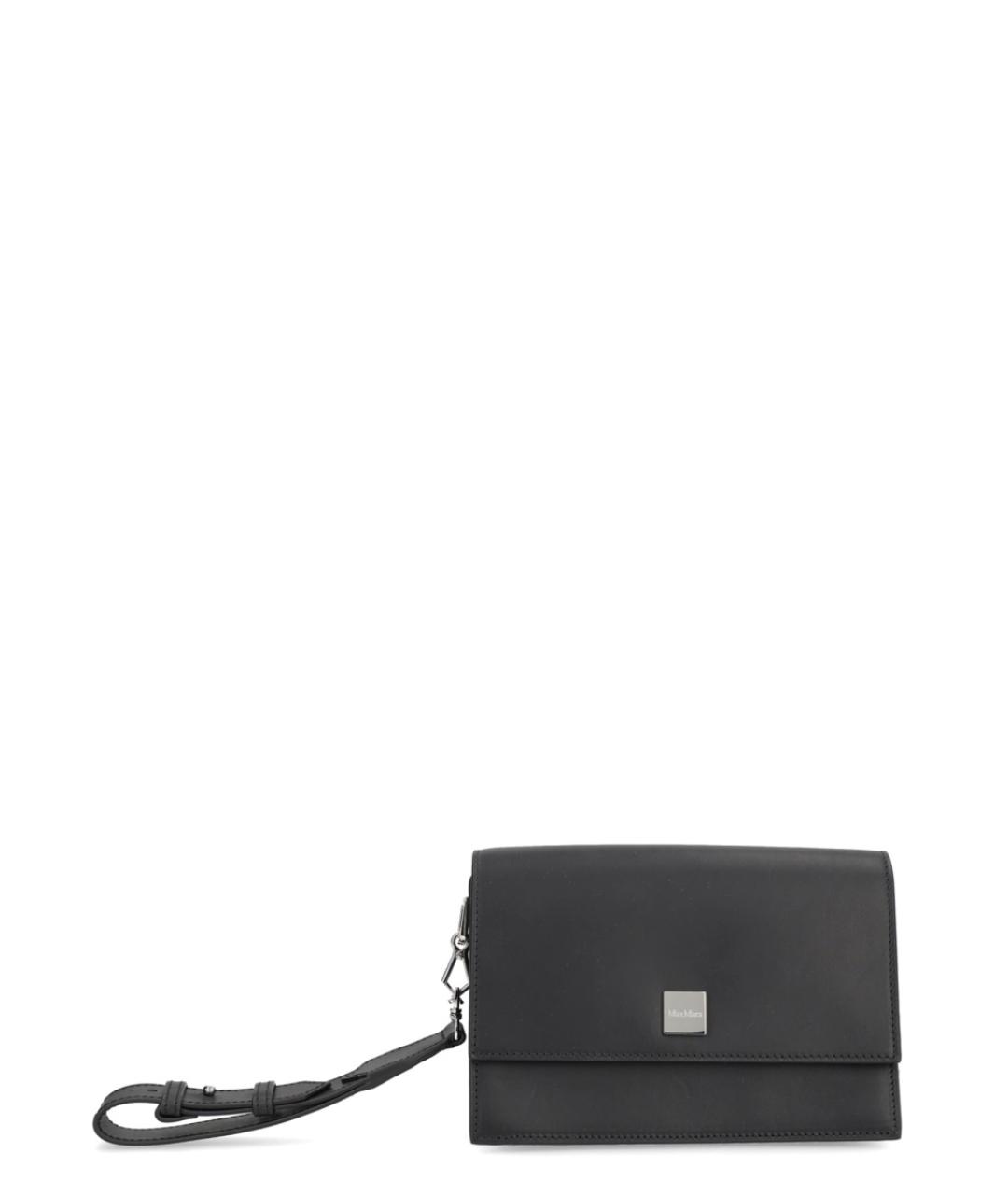 MAX MARA Черная кожаная сумка через плечо, фото 1