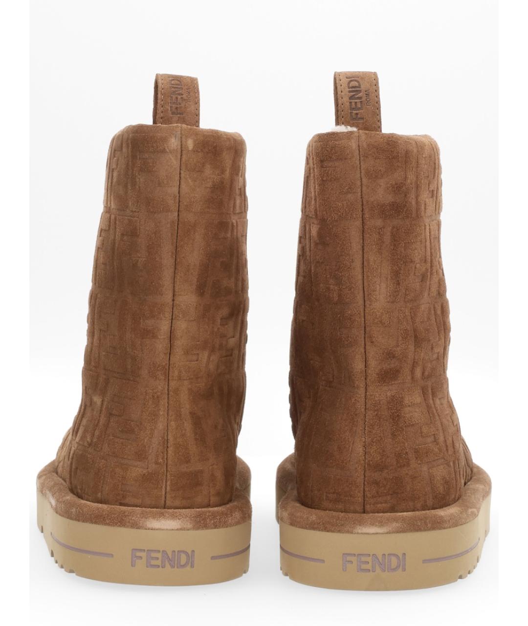 FENDI Коричневые замшевые полусапоги, фото 4