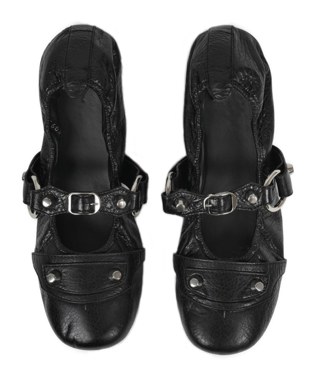 BALENCIAGA Черные кожаные балетки, фото 5