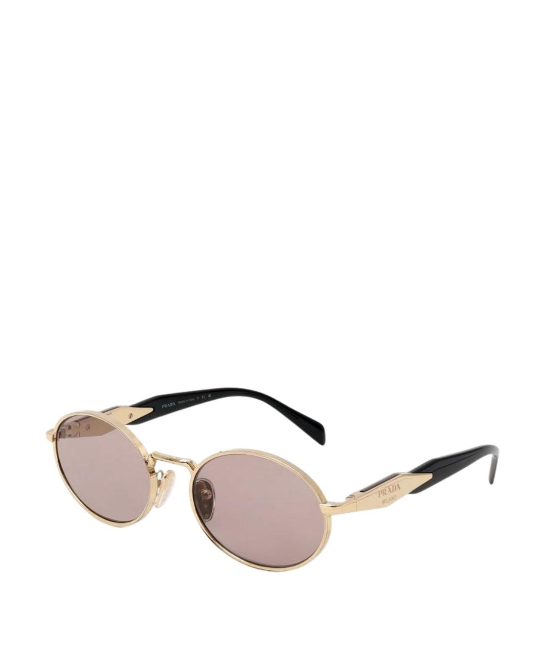 PRADA Золотые металлические солнцезащитные очки, фото 1