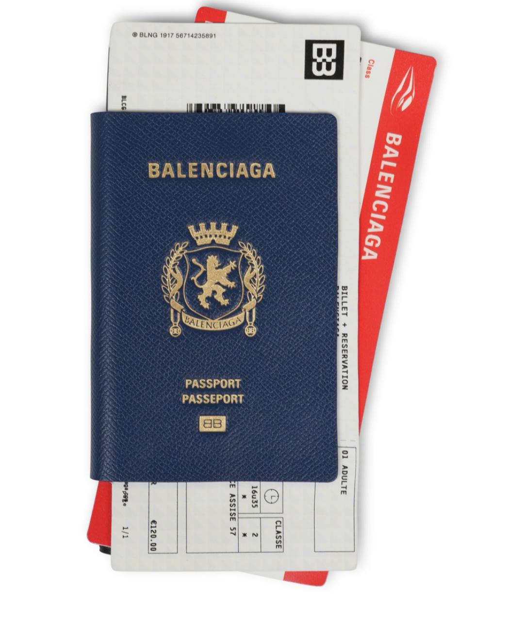 BALENCIAGA Синий кожаный кошелек, фото 1