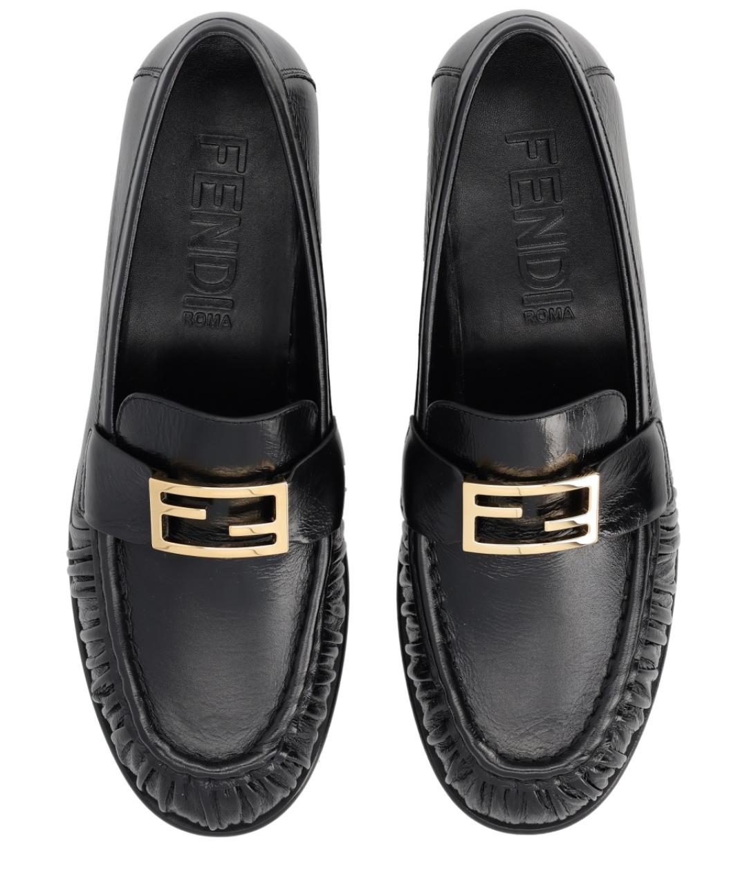 FENDI Черные кожаные лоферы, фото 5
