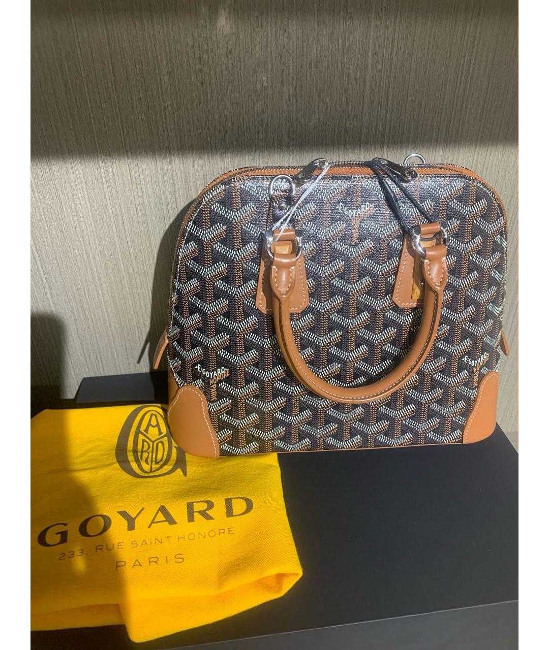 GOYARD Черная кожаная сумка с короткими ручками, фото 3