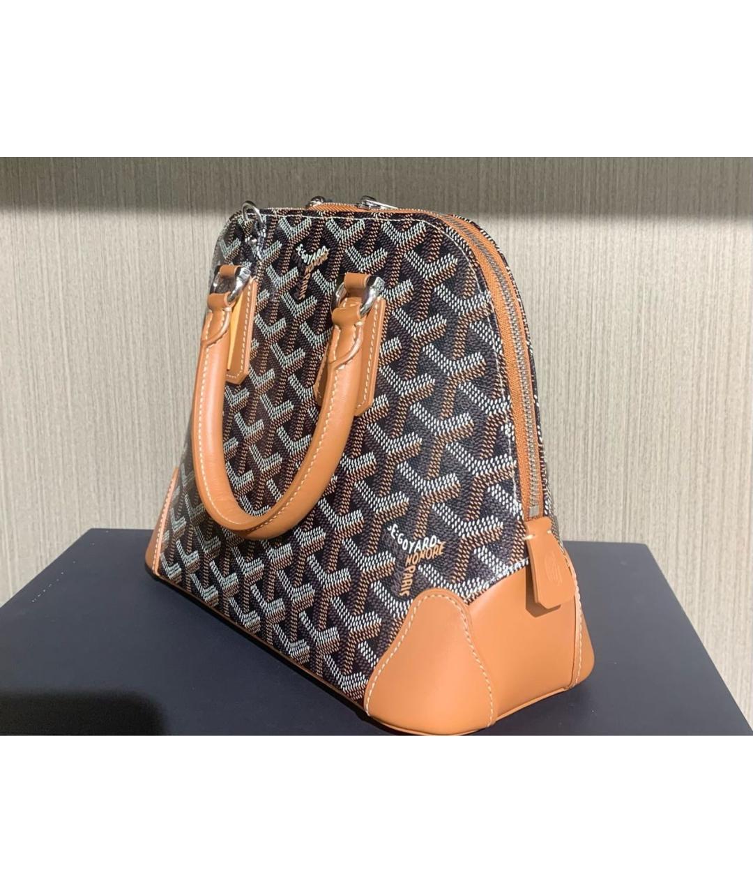 GOYARD Черная кожаная сумка с короткими ручками, фото 4