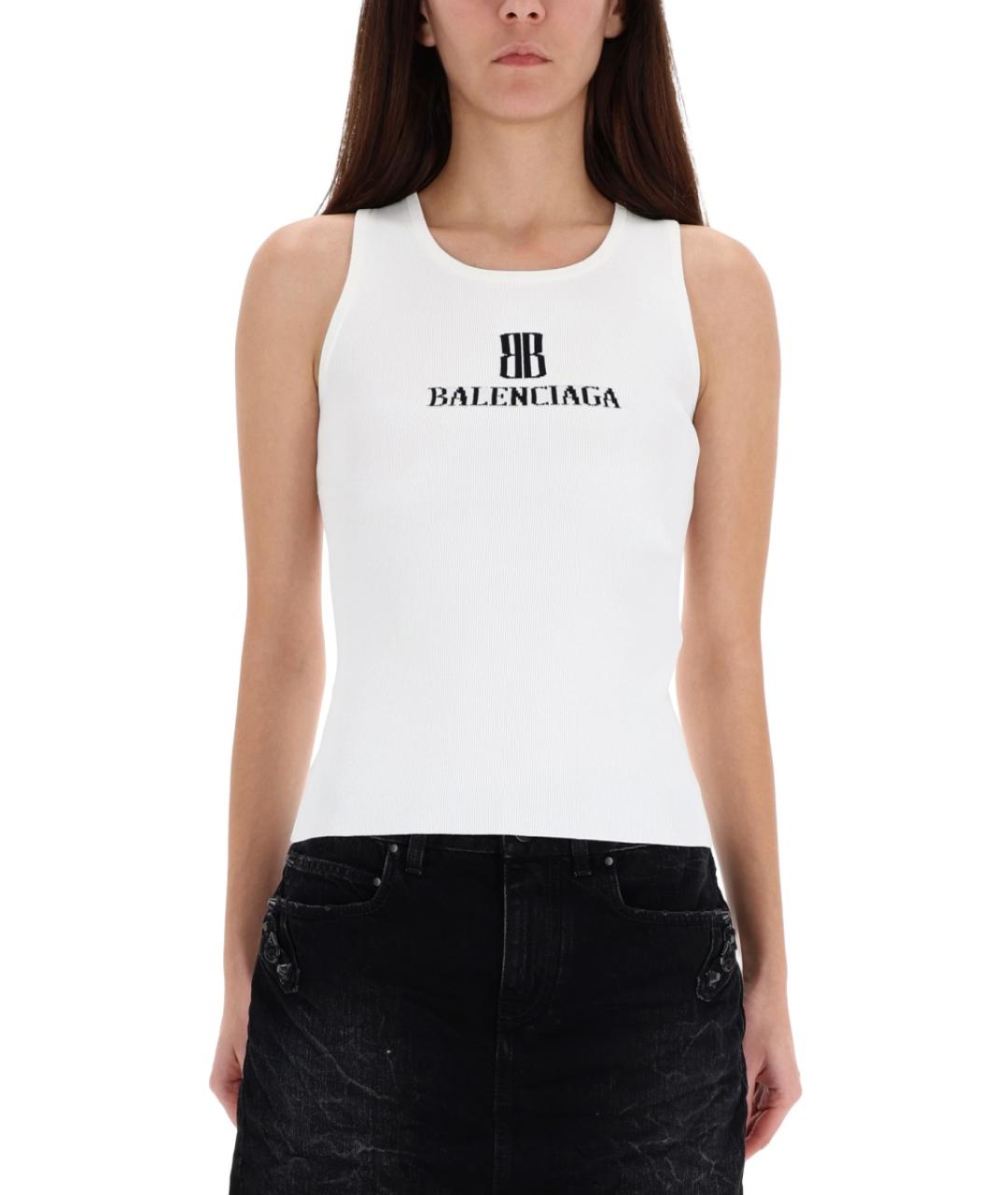 BALENCIAGA Белая вискозная майка, фото 1