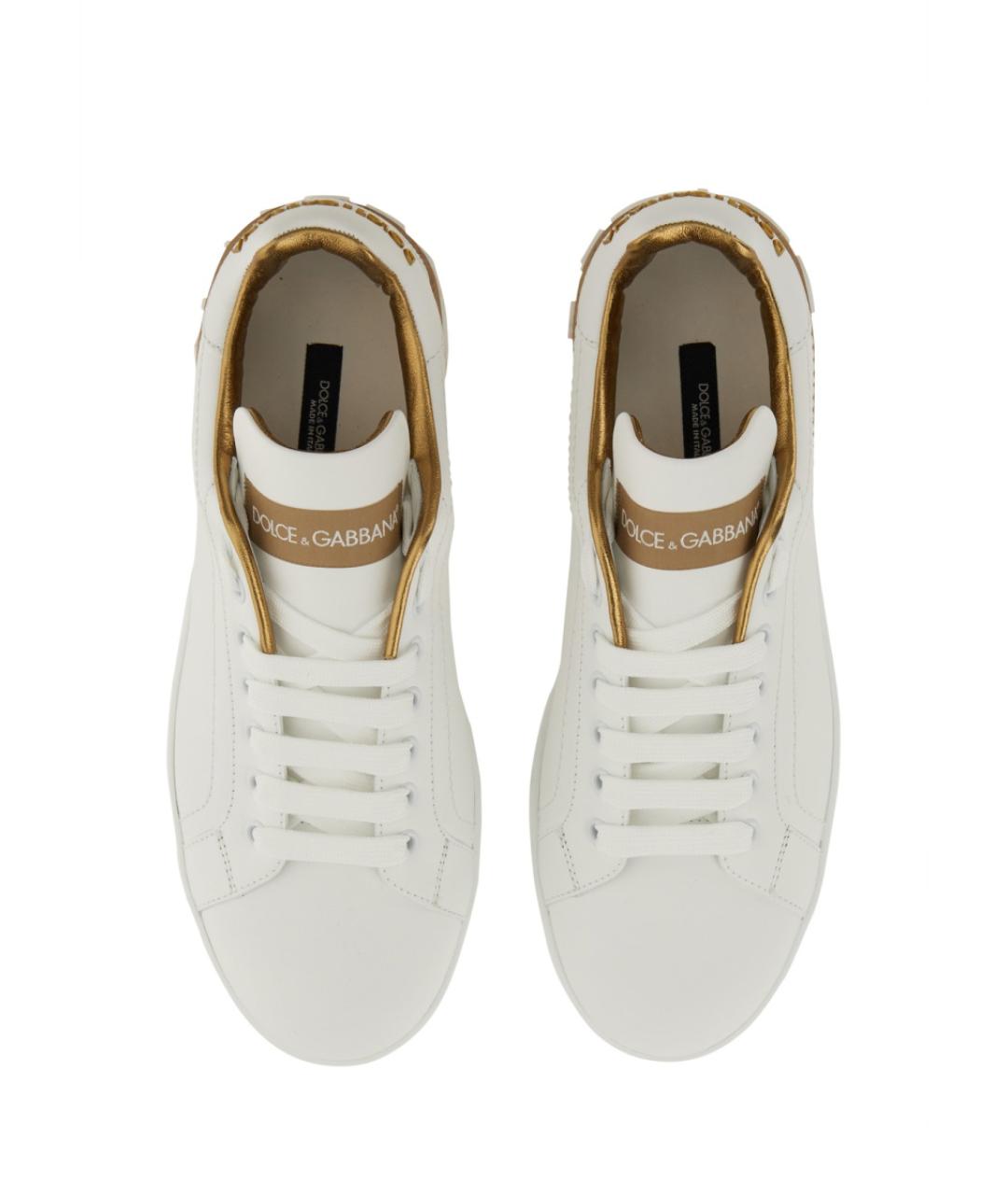 DOLCE&GABBANA Белые кожаные кеды, фото 3