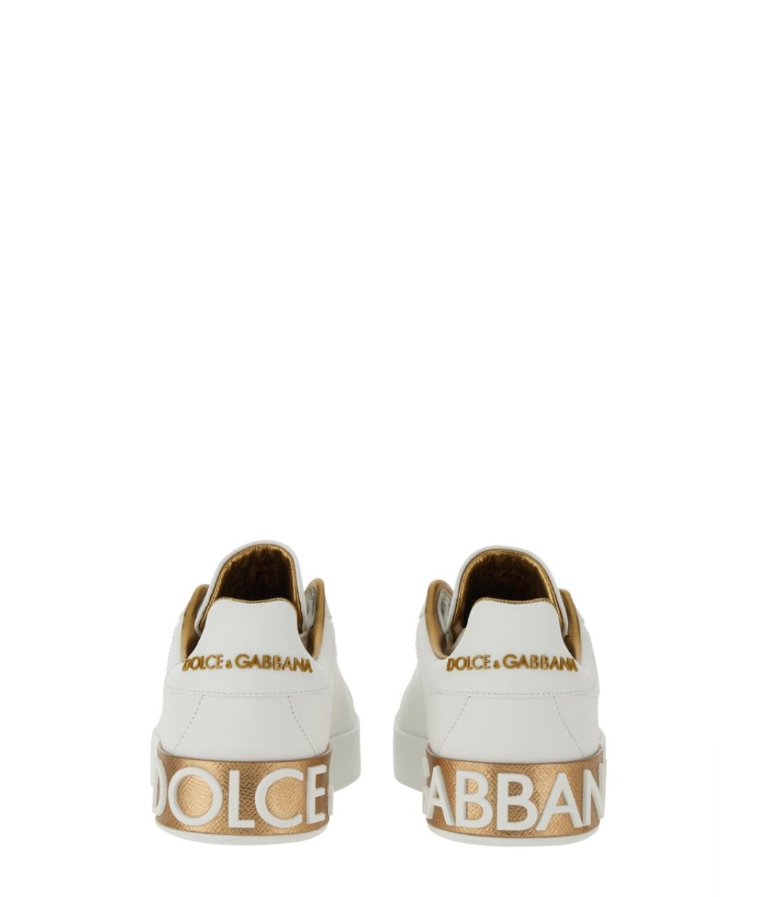 DOLCE&GABBANA Белые кожаные кеды, фото 4