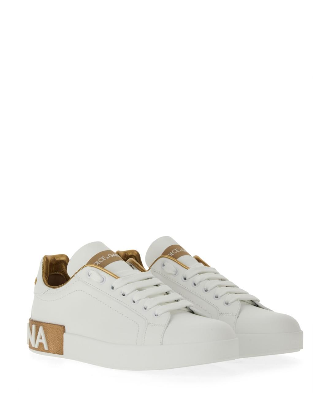 DOLCE&GABBANA Белые кожаные кеды, фото 2