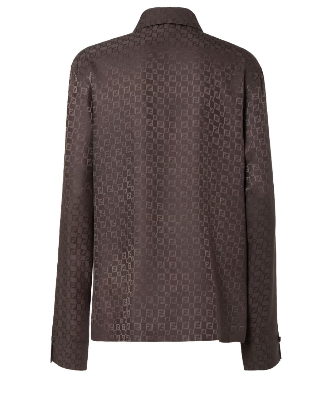 FENDI Коричневая шелковая рубашка, фото 3