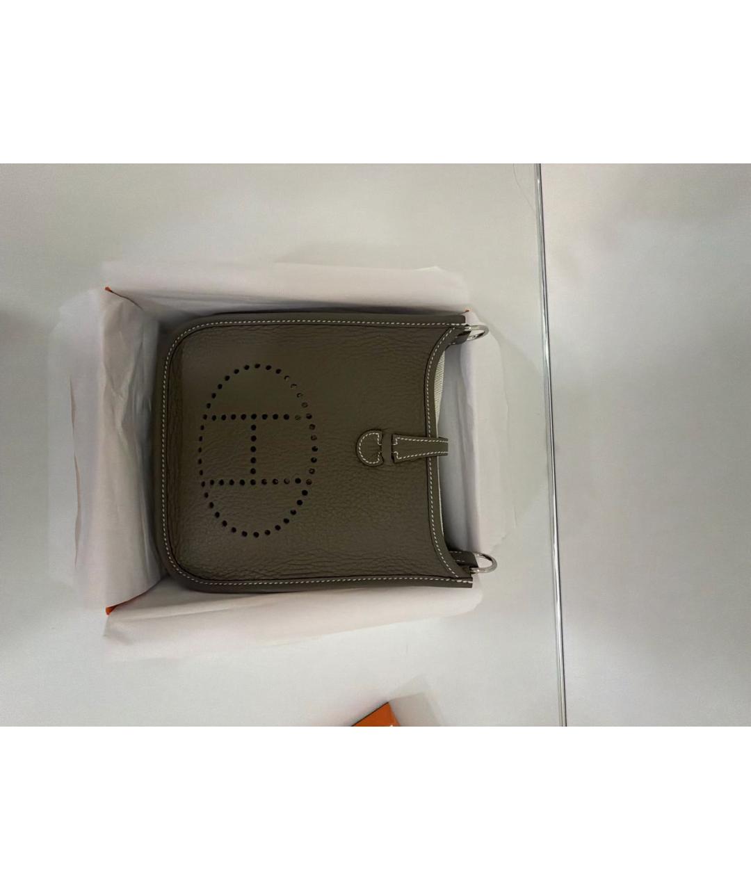 HERMES Хаки кожаная сумка через плечо, фото 6