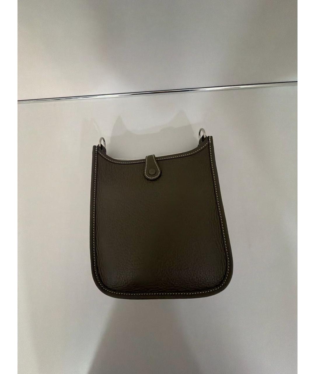 HERMES Хаки кожаная сумка через плечо, фото 3