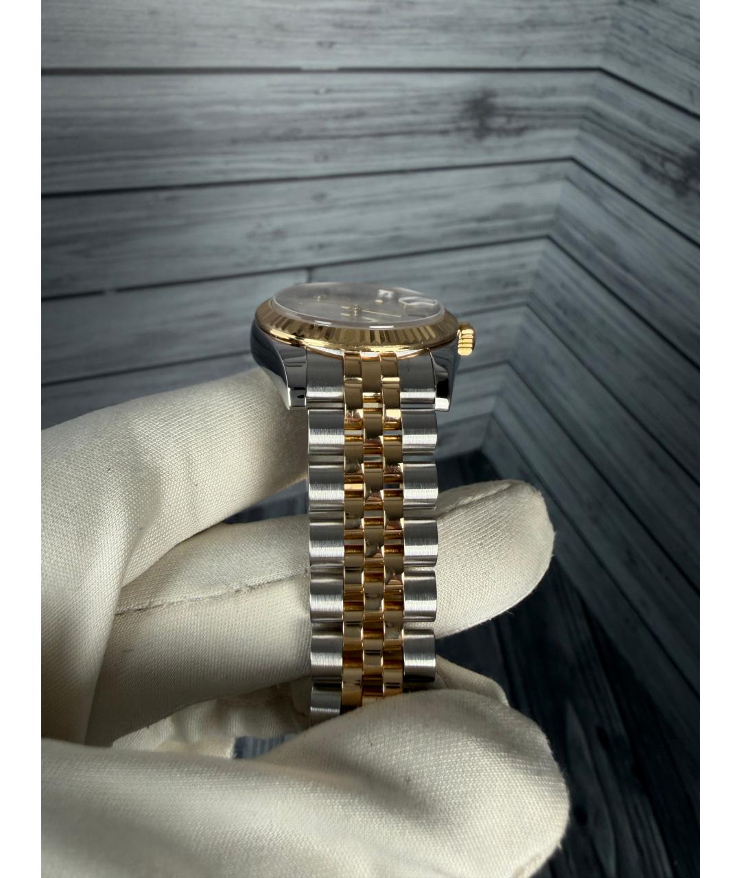 ROLEX Серые часы из желтого золота, фото 8