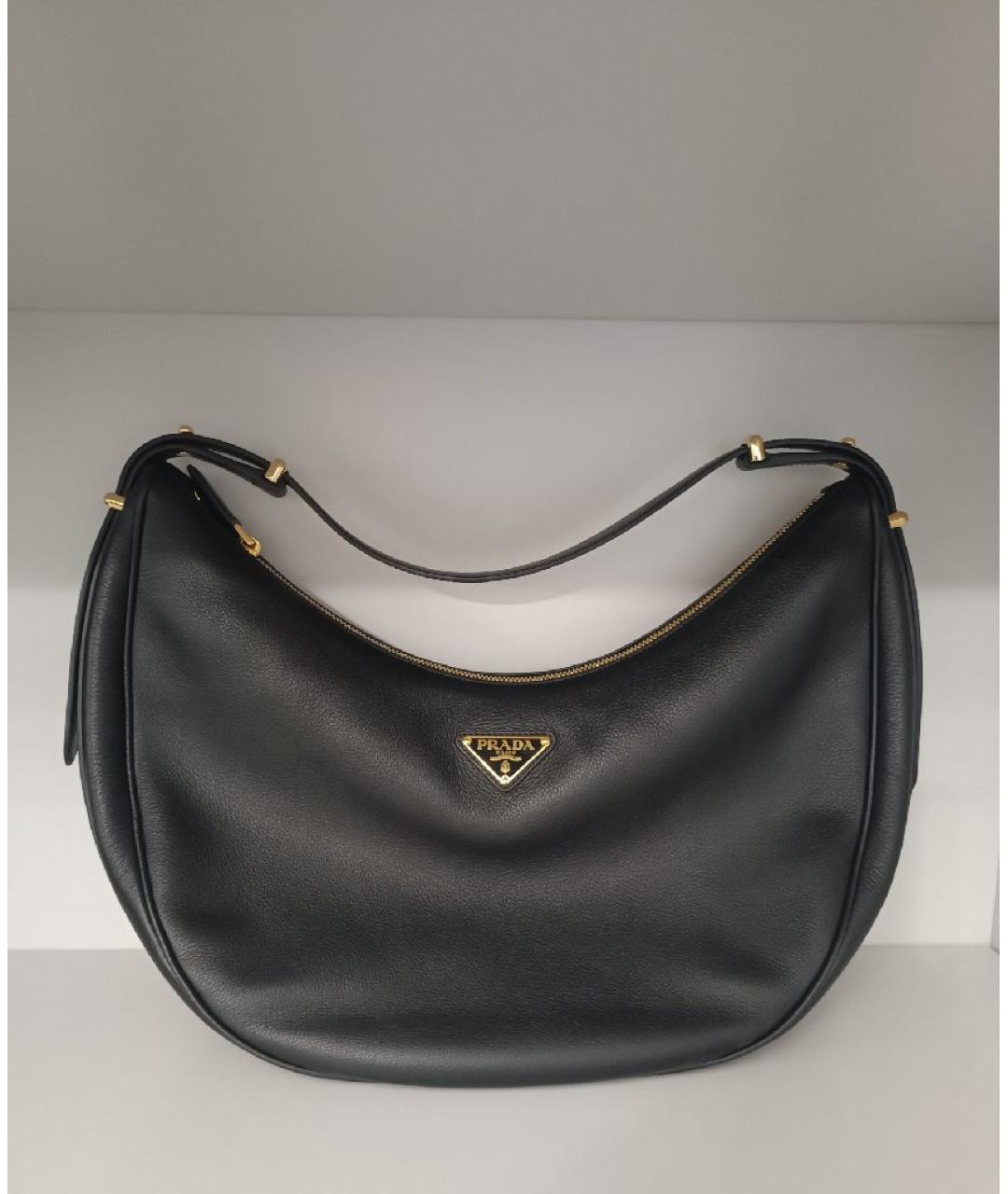 PRADA Черная кожаная сумка с короткими ручками, фото 7