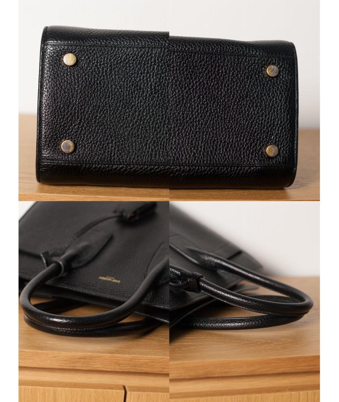 SAINT LAURENT Черная кожаная сумка с короткими ручками, фото 7