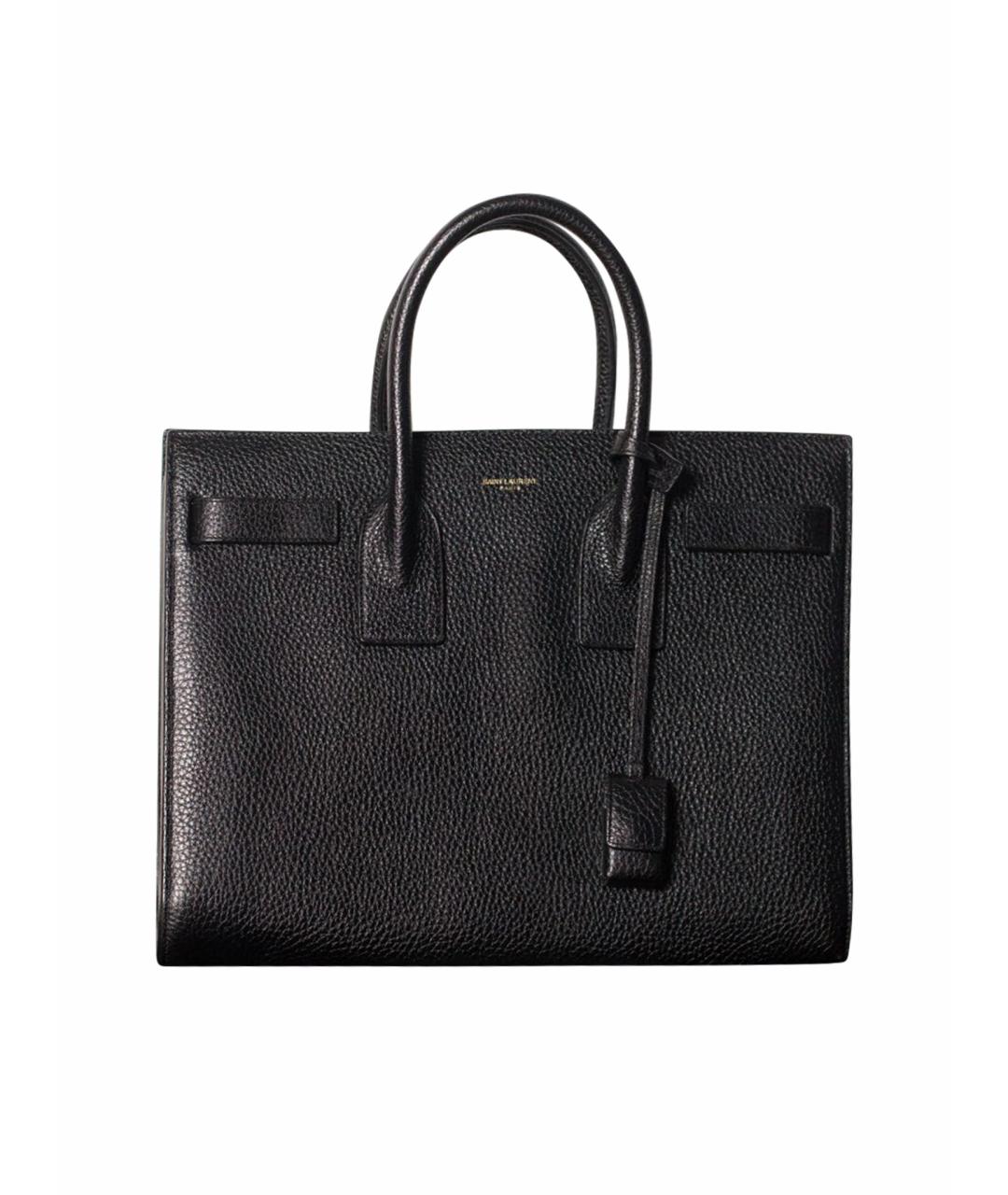 SAINT LAURENT Черная кожаная сумка с короткими ручками, фото 1