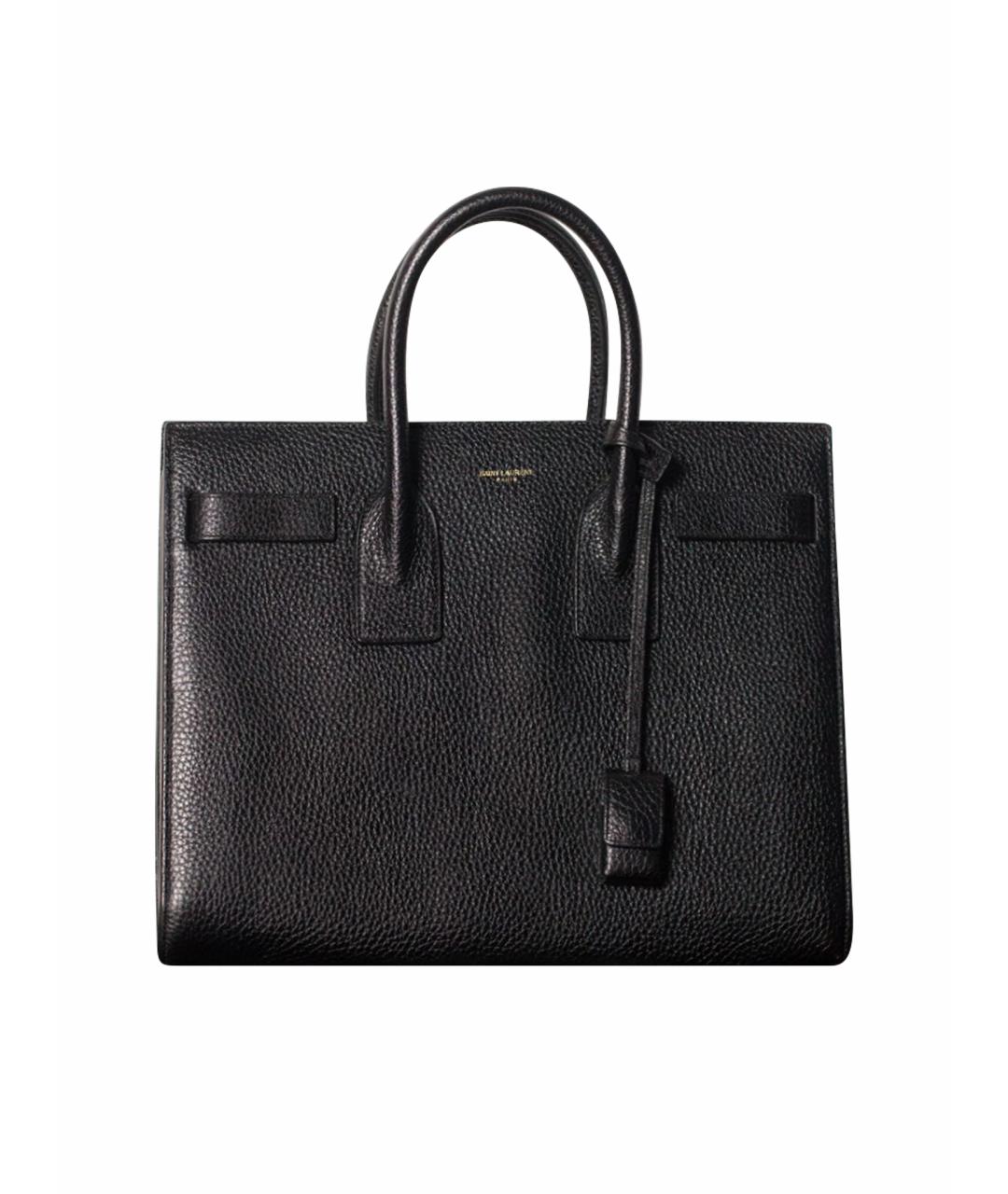 SAINT LAURENT Черная кожаная сумка с короткими ручками, фото 9