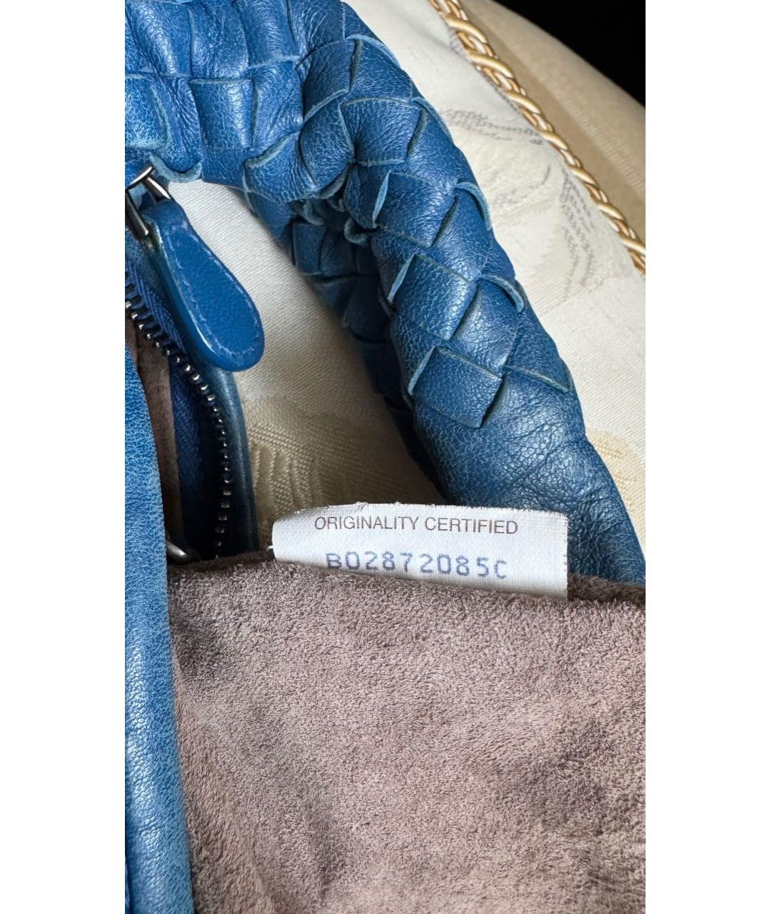 BOTTEGA VENETA Голубая кожаная сумка с короткими ручками, фото 5