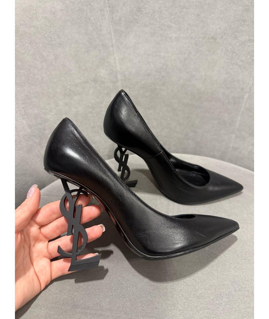 SAINT LAURENT Черные кожаные туфли, фото 2