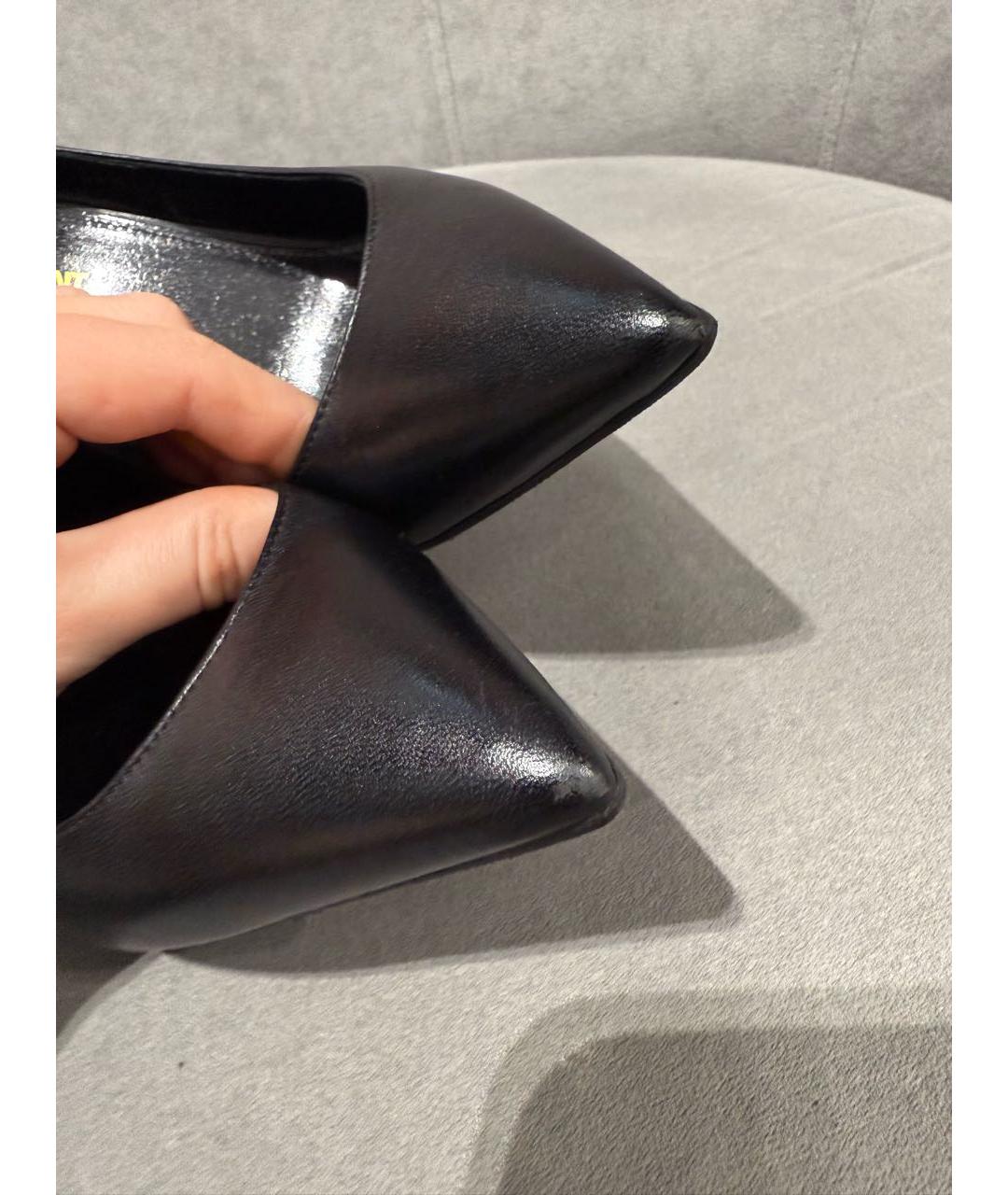 SAINT LAURENT Черные кожаные туфли, фото 4