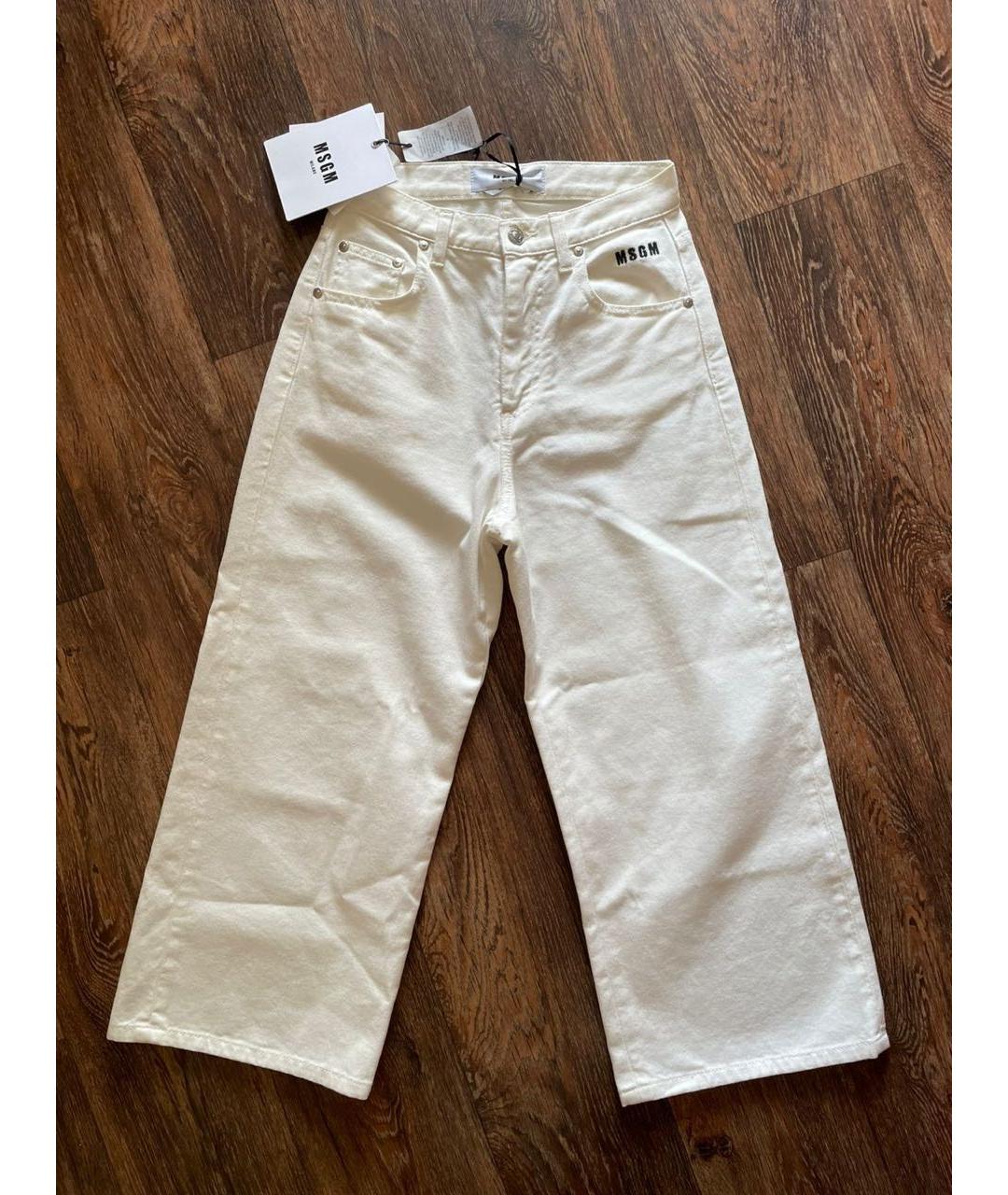 MSGM Белые хлопковые прямые джинсы, фото 3