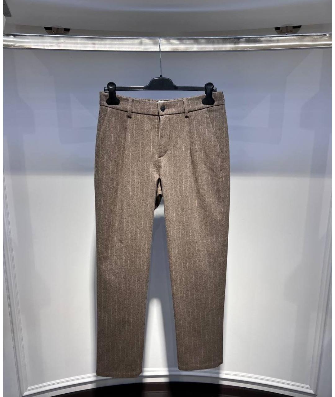 MC2 SAINT BARTH Коричневые шерстяные классические брюки, фото 3