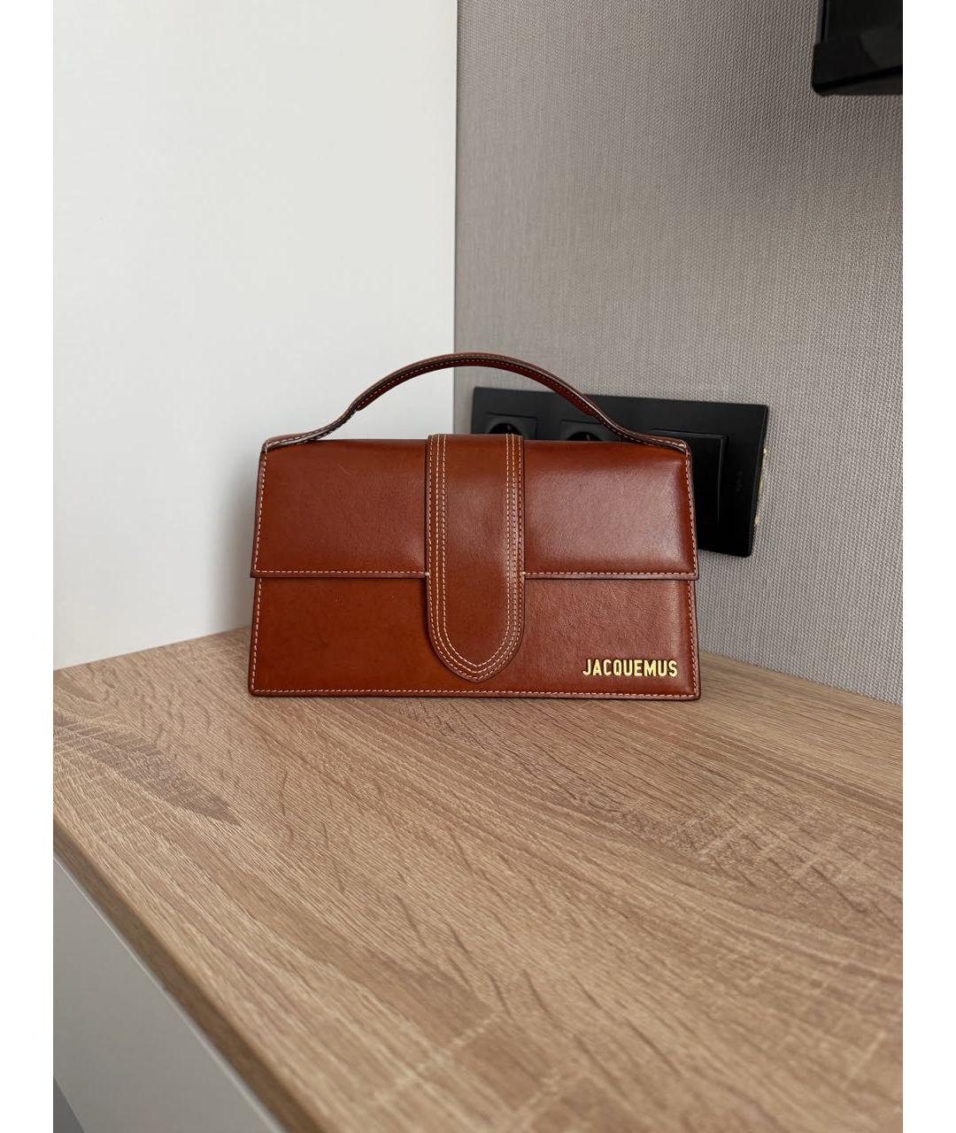 JACQUEMUS Коричневая кожаная сумка через плечо, фото 9