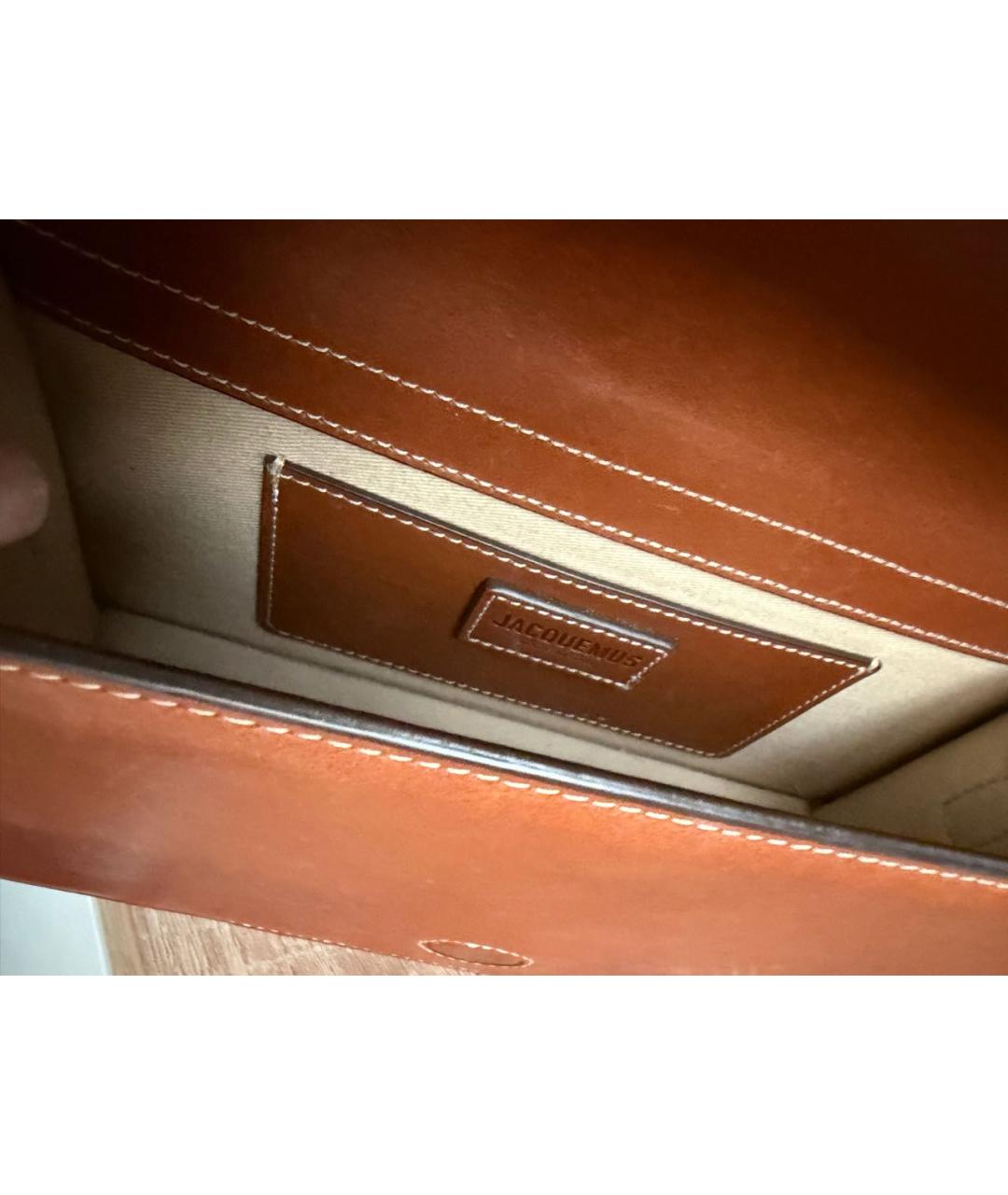 JACQUEMUS Коричневая кожаная сумка через плечо, фото 4