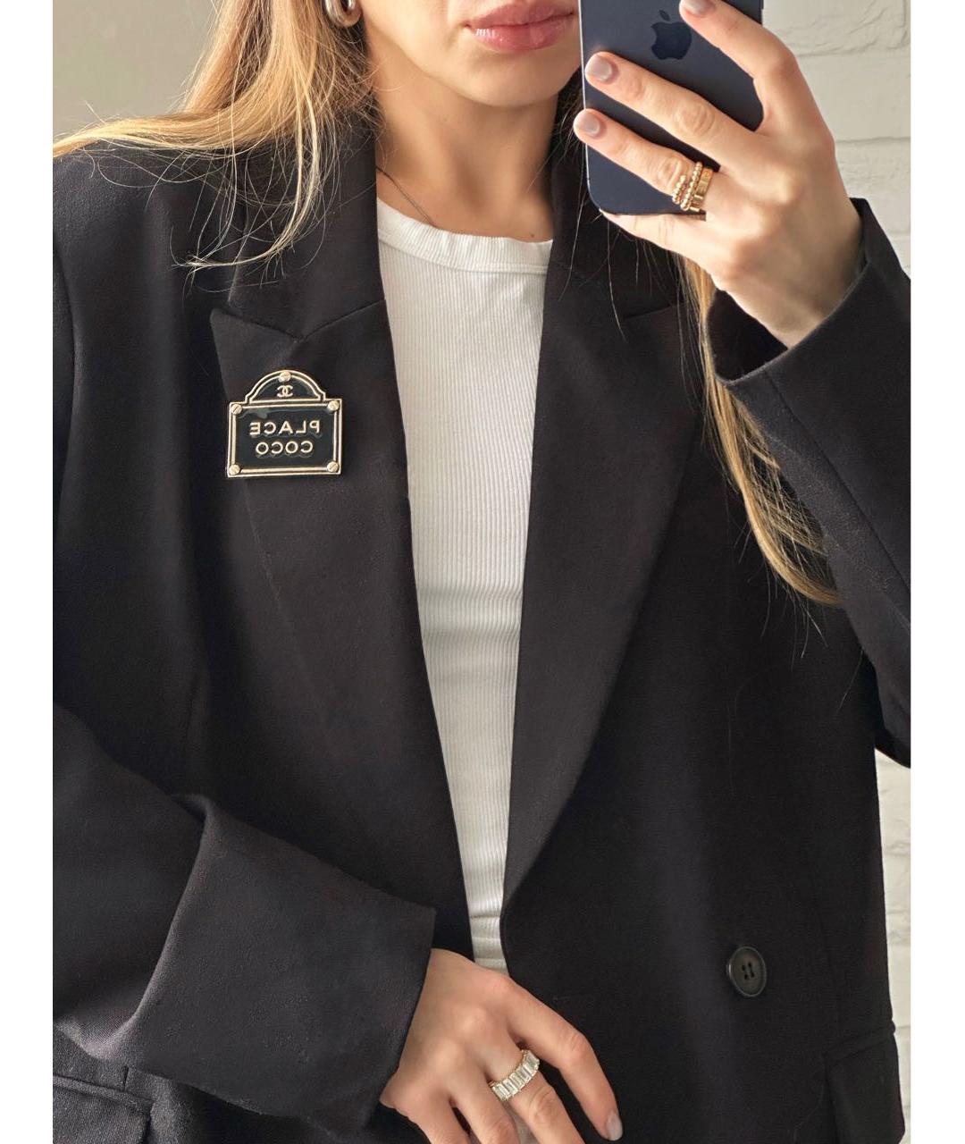 CHANEL Черная металлическая булавка / брошь, фото 5
