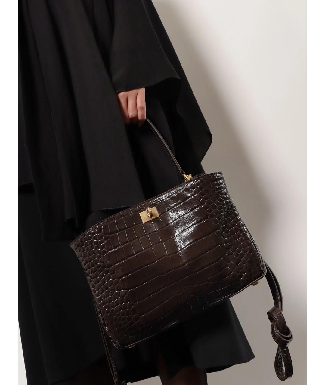 BALENCIAGA Коричневая кожаная сумка тоут, фото 3