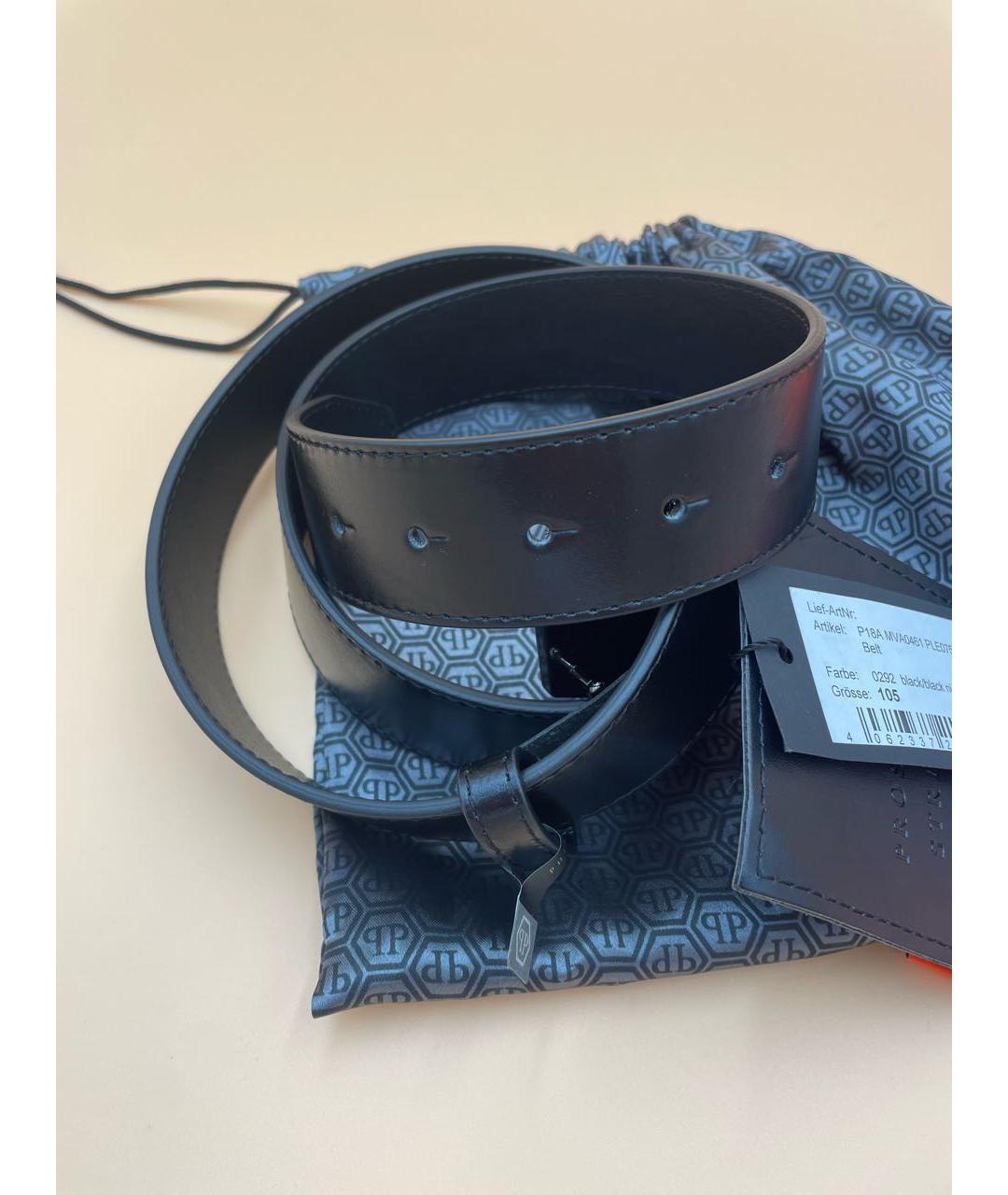 PHILIPP PLEIN Черный кожаный ремень, фото 4