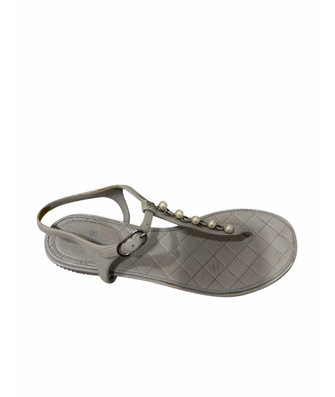 CHANEL Серые кожаные сандалии, фото 1