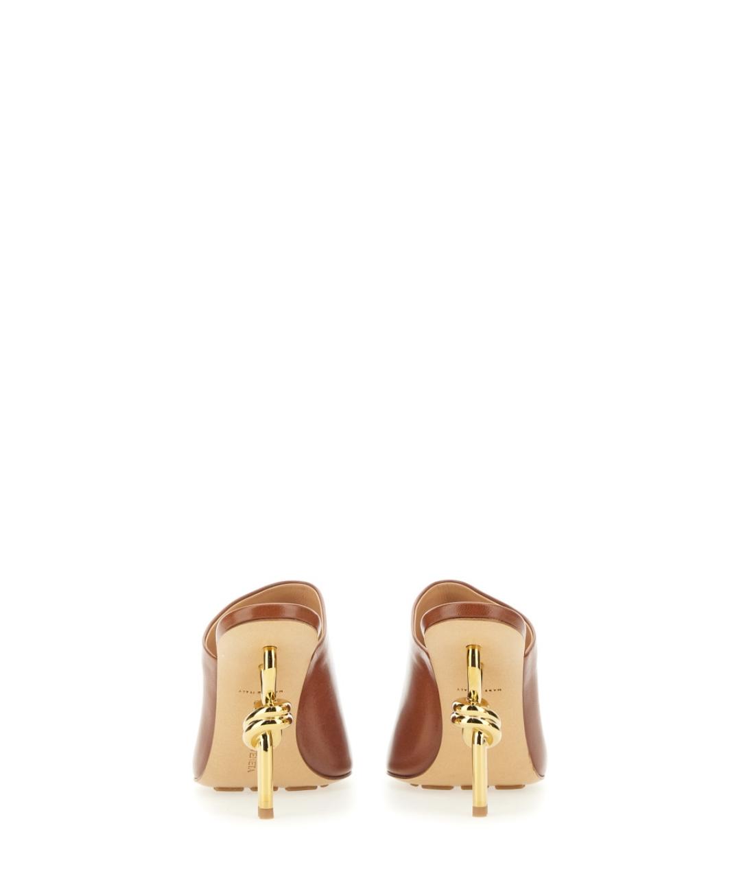 BOTTEGA VENETA Коричневые кожаные мюли, фото 3