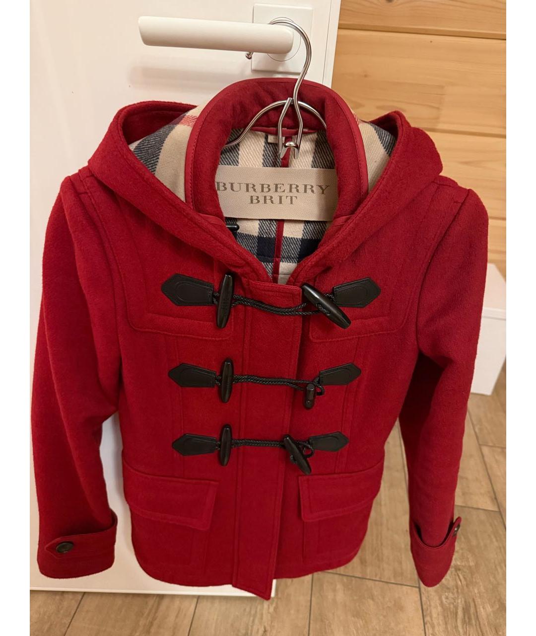 BURBERRY Бордовое шерстяное пальто, фото 4