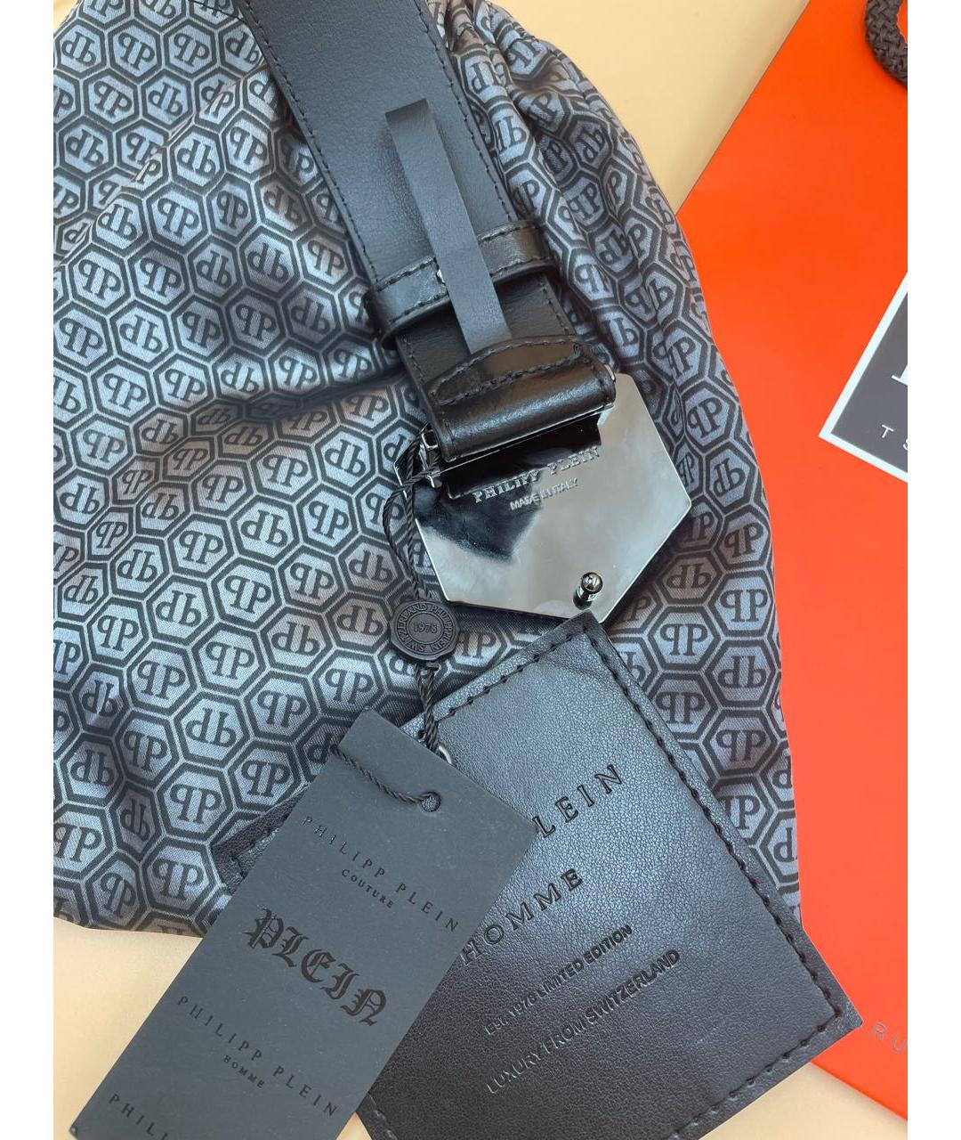 PHILIPP PLEIN Черный кожаный ремень, фото 2