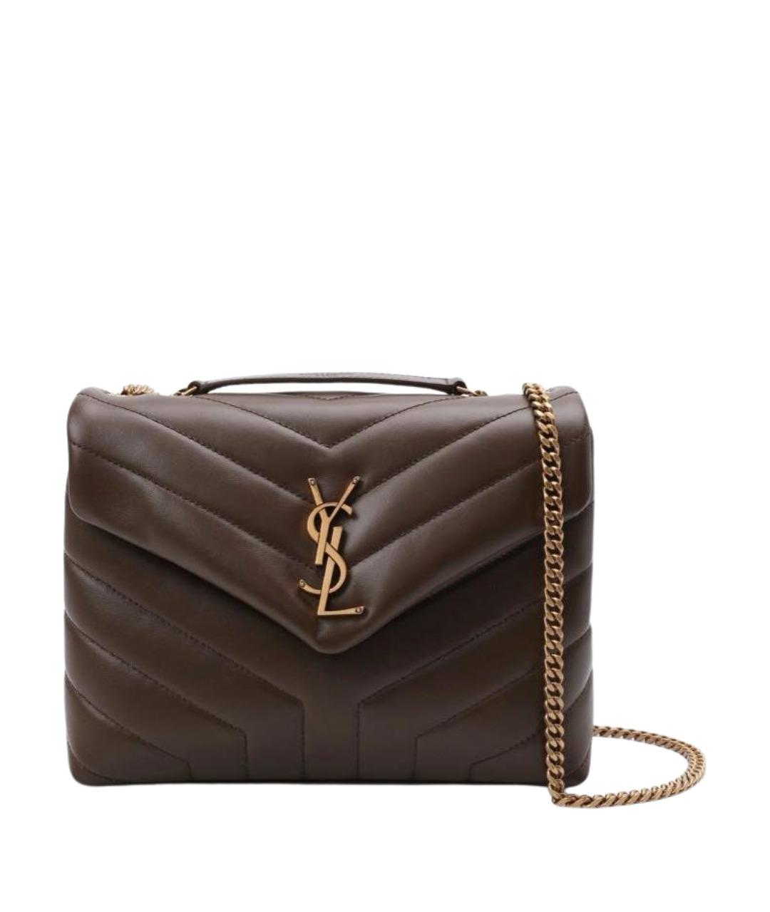 SAINT LAURENT Коричневая кожаная сумка через плечо, фото 1