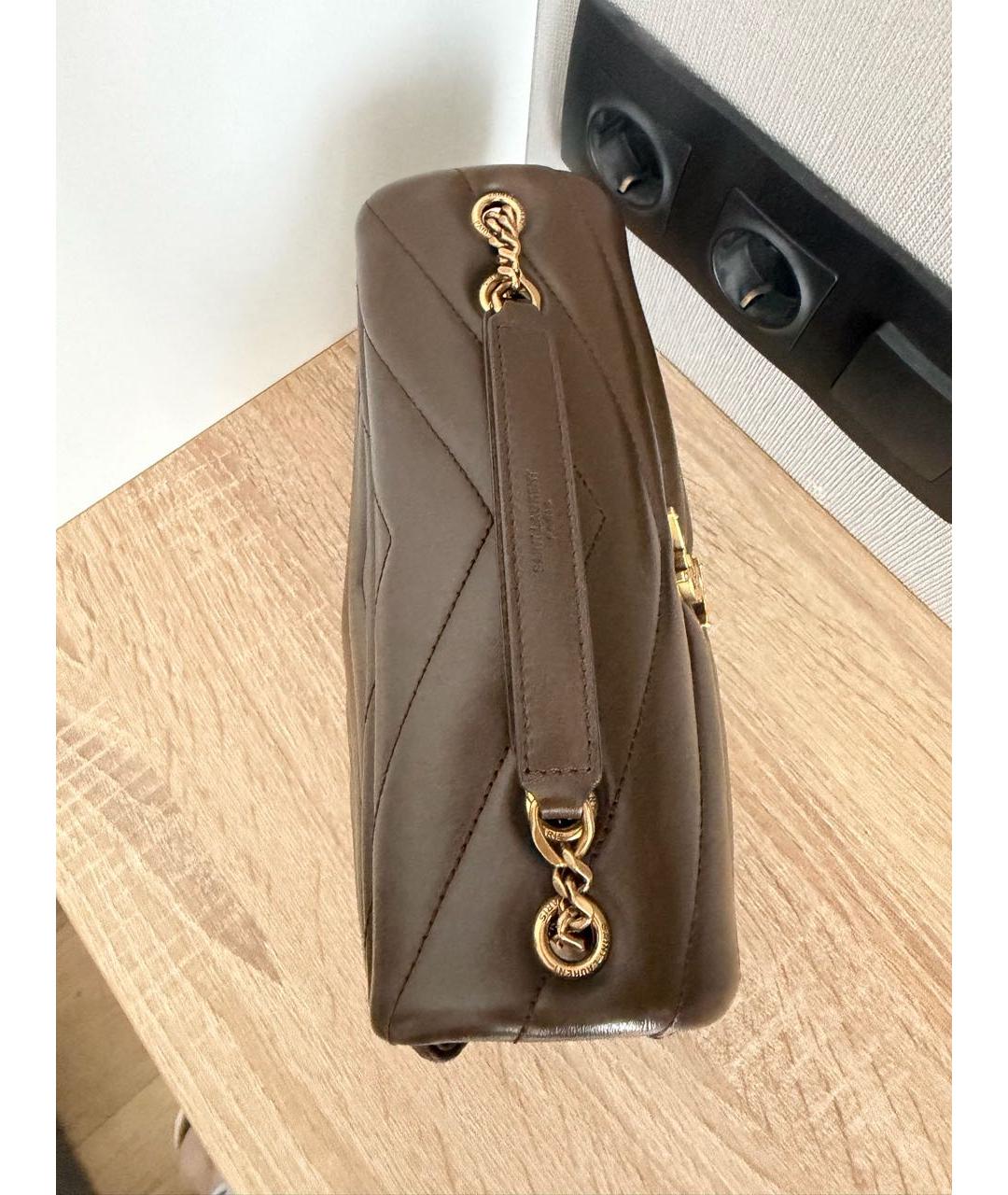 SAINT LAURENT Коричневая кожаная сумка через плечо, фото 7