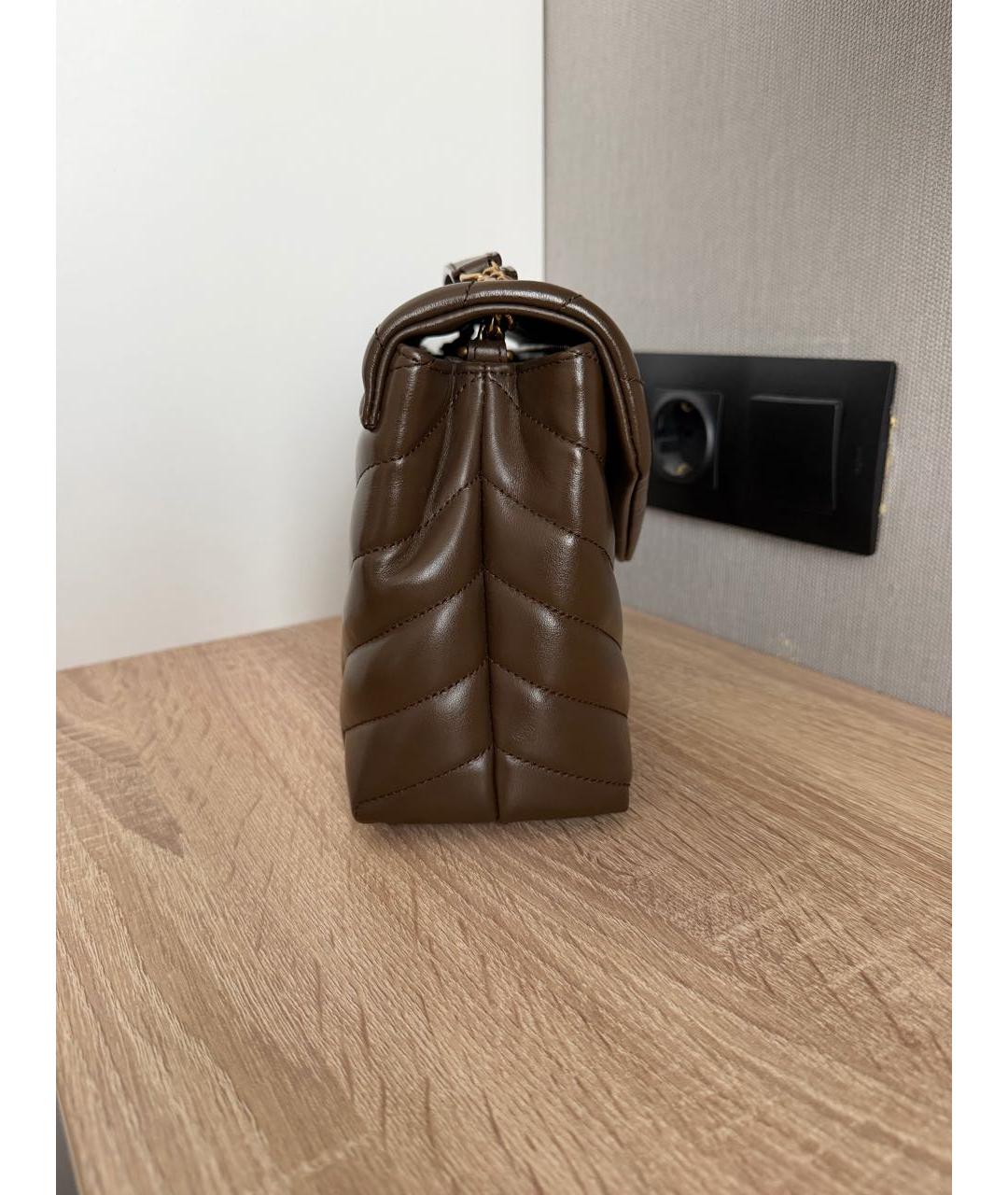 SAINT LAURENT Коричневая кожаная сумка через плечо, фото 2