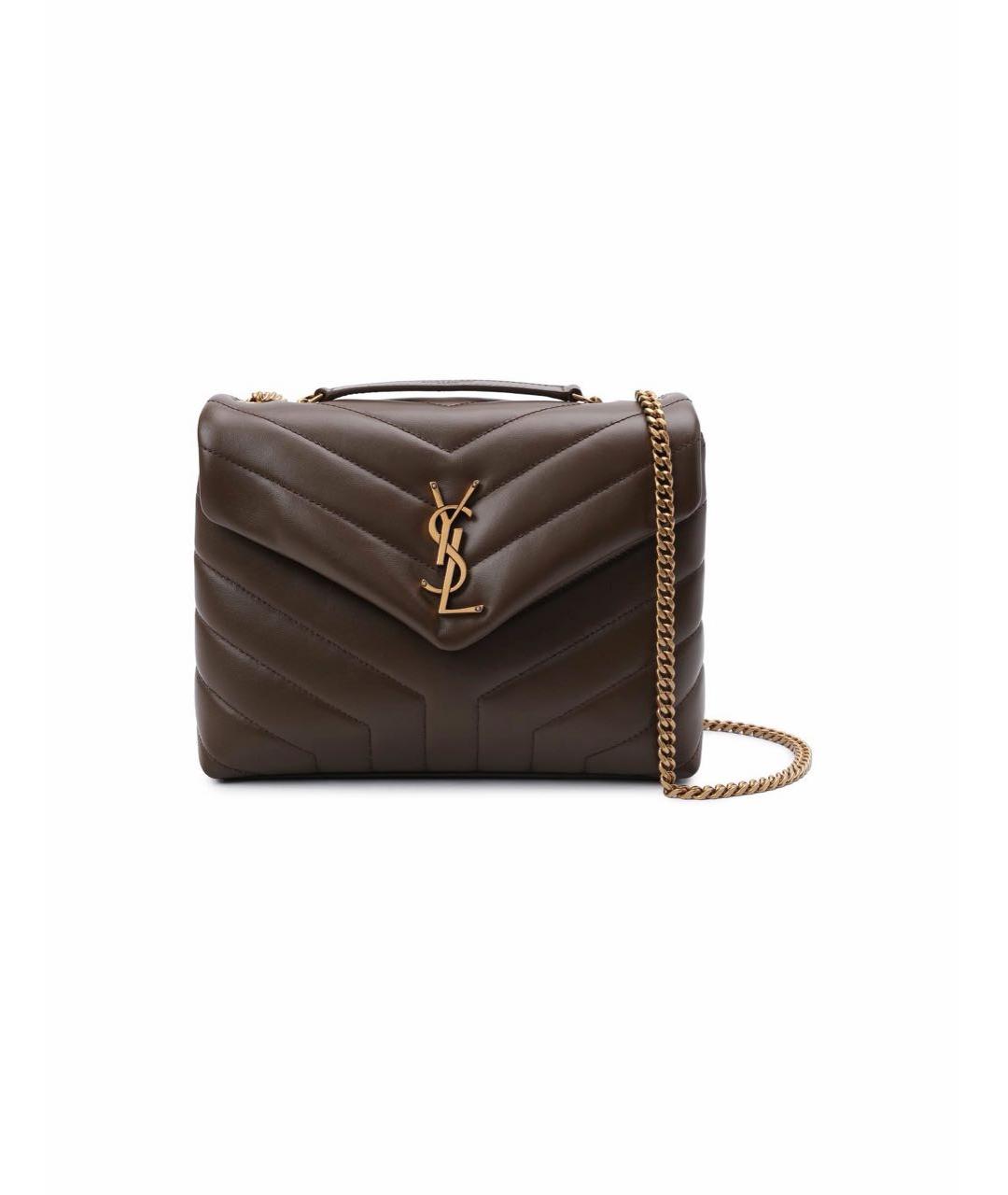 SAINT LAURENT Коричневая кожаная сумка через плечо, фото 9