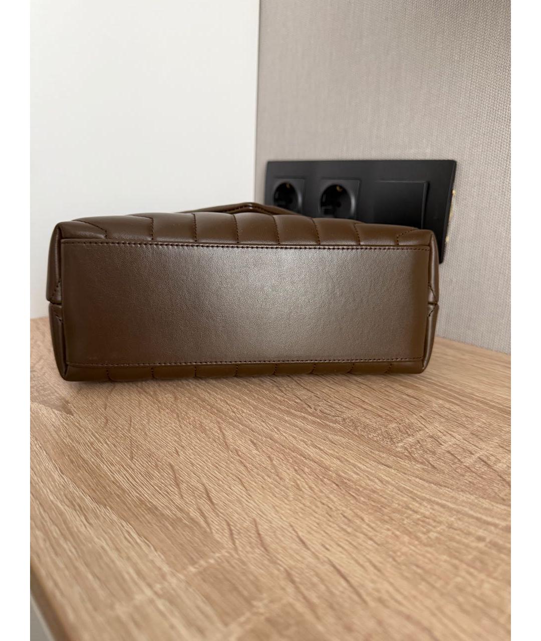 SAINT LAURENT Коричневая кожаная сумка через плечо, фото 6