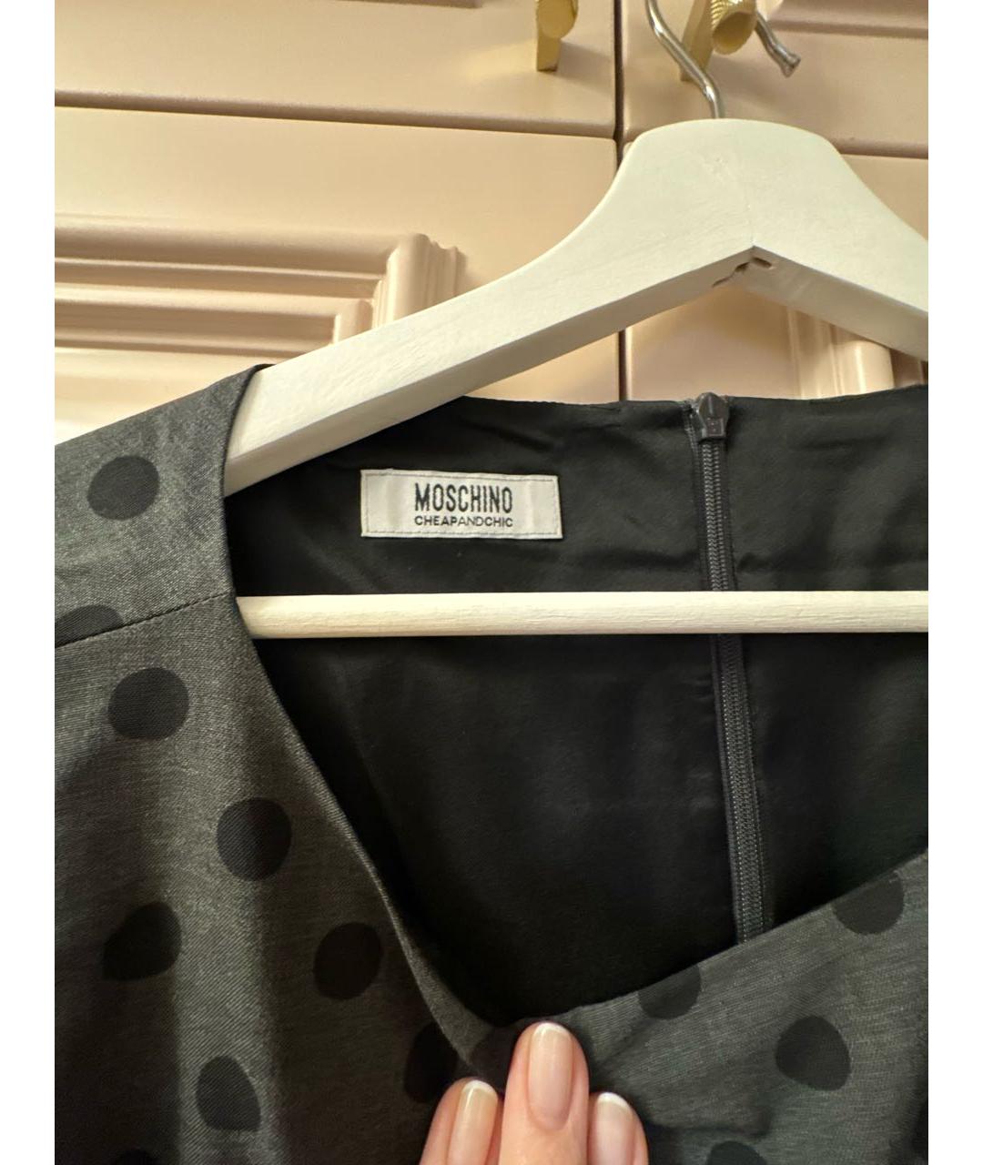 MOSCHINO Серое хлопковое повседневное платье, фото 3