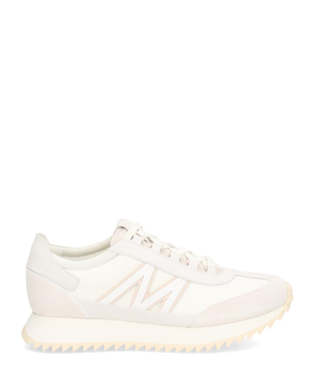 MONCLER Белые кожаные низкие кроссовки / кеды, фото 1