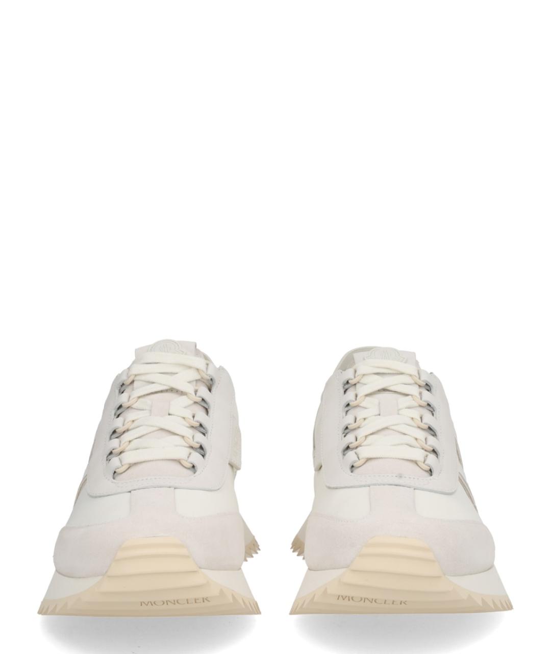 MONCLER Белые кожаные низкие кроссовки / кеды, фото 3
