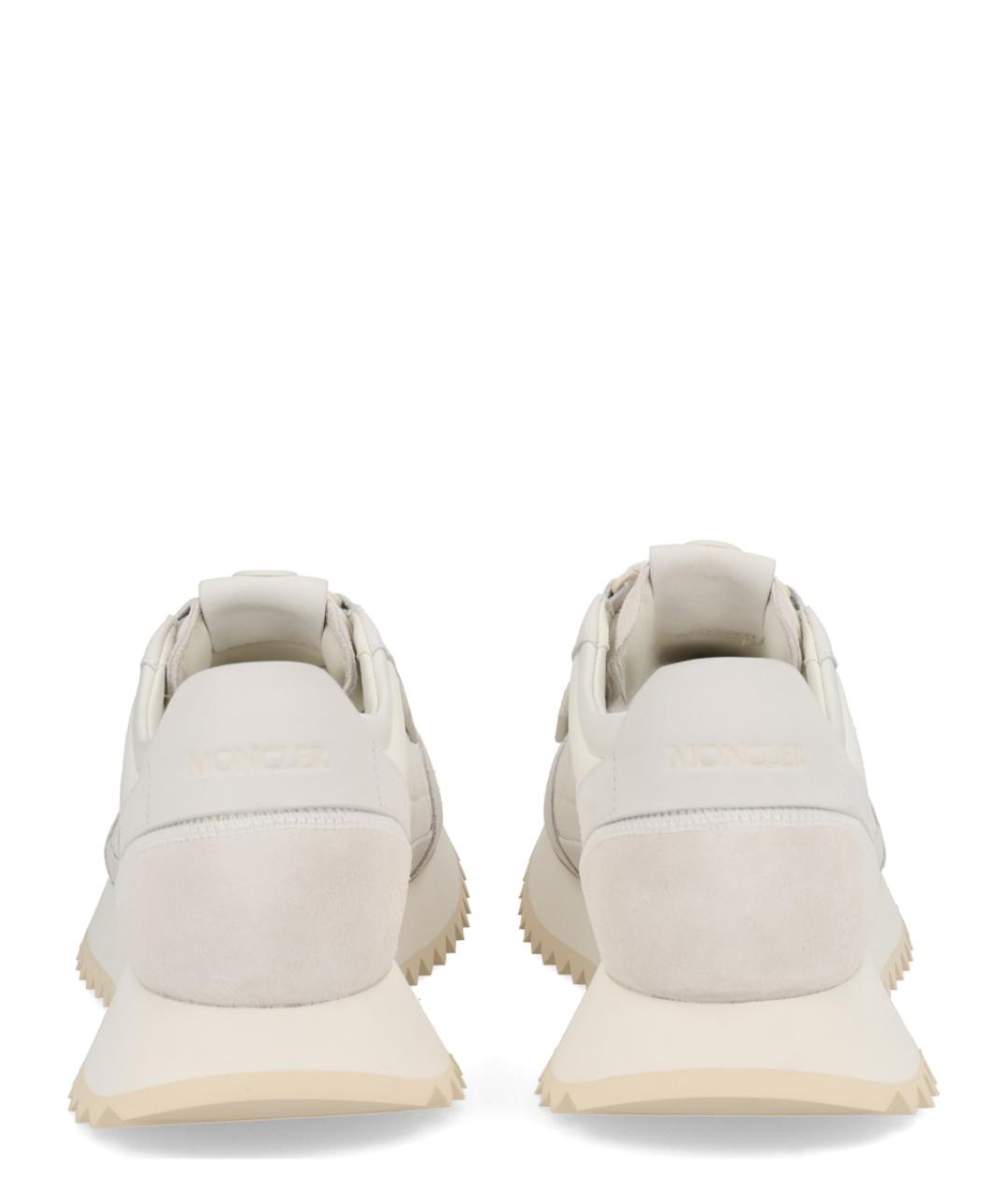 MONCLER Белые кожаные низкие кроссовки / кеды, фото 4