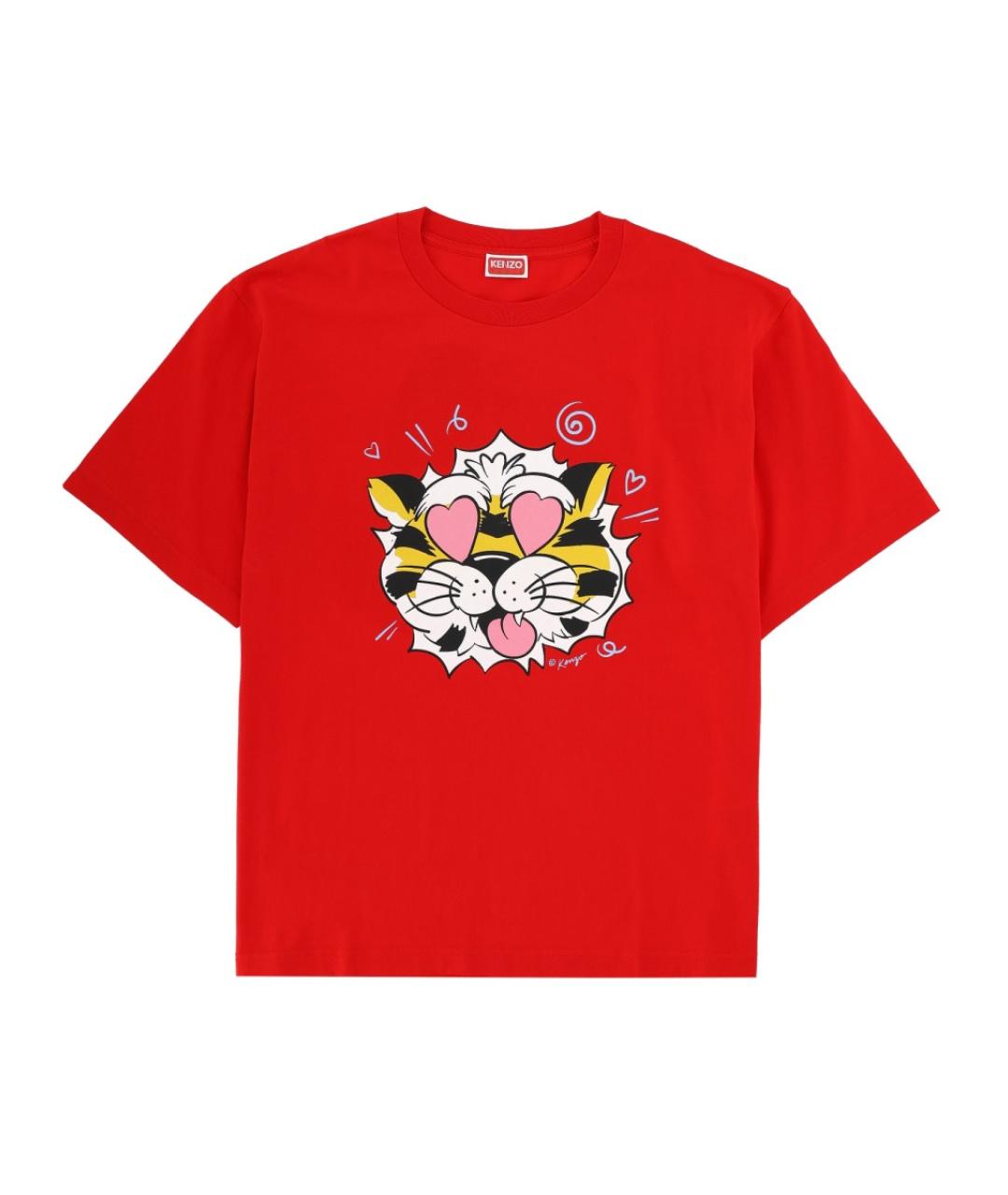 KENZO Красная хлопковая футболка, фото 1