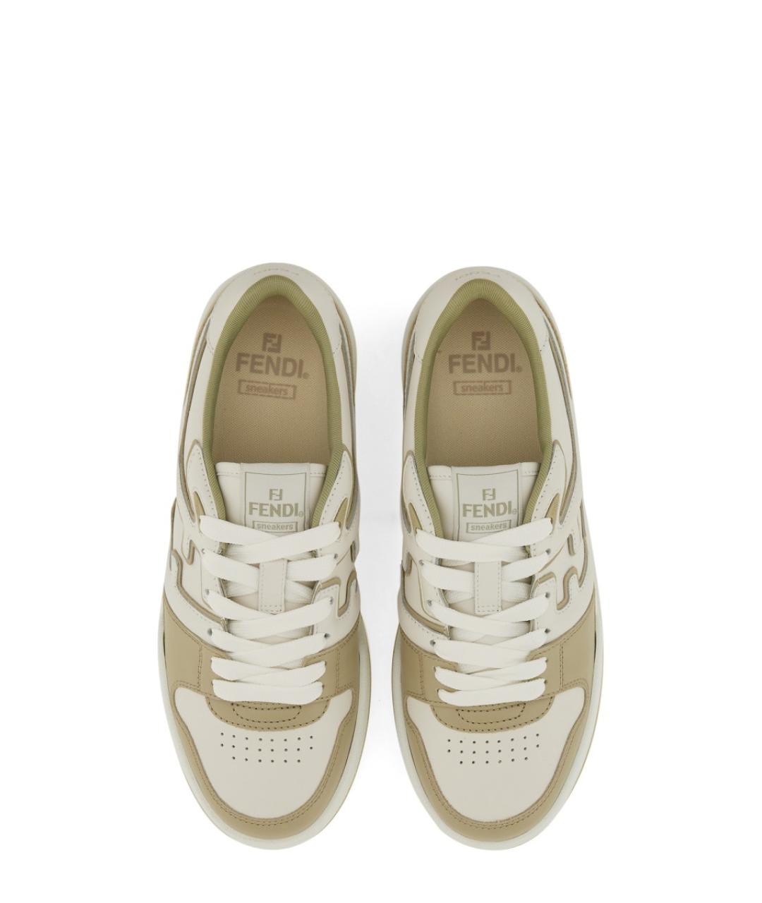 FENDI Белые кожаные низкие кроссовки / кеды, фото 6